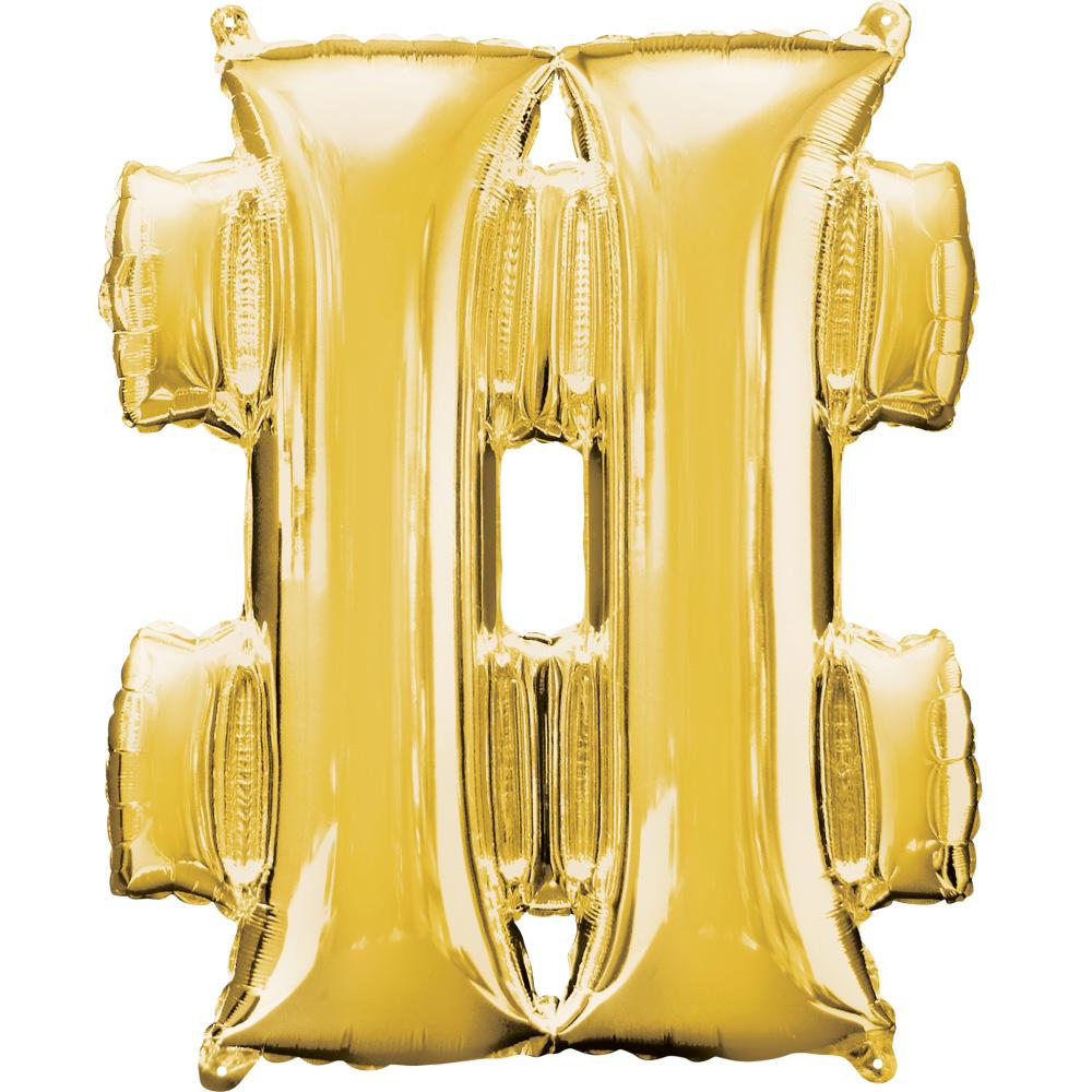 Symbol # Gold SuperShape Foil Balloon 27x33in Balloons & Streamers - Party Centre