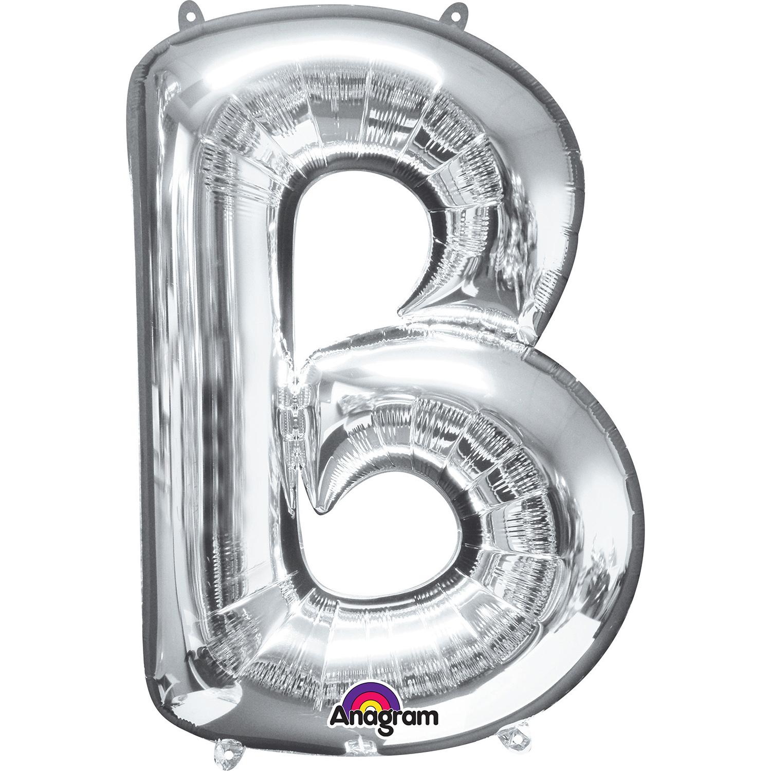 Silver Letter B Minishape Foil Balloon 16in Balloons & Streamers - Party Centre