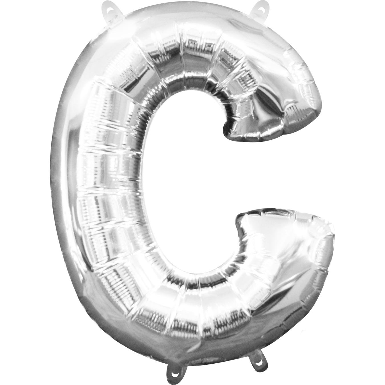 Letter C Silver Mini Shape Foil Balloon 16in Balloons & Streamers - Party Centre