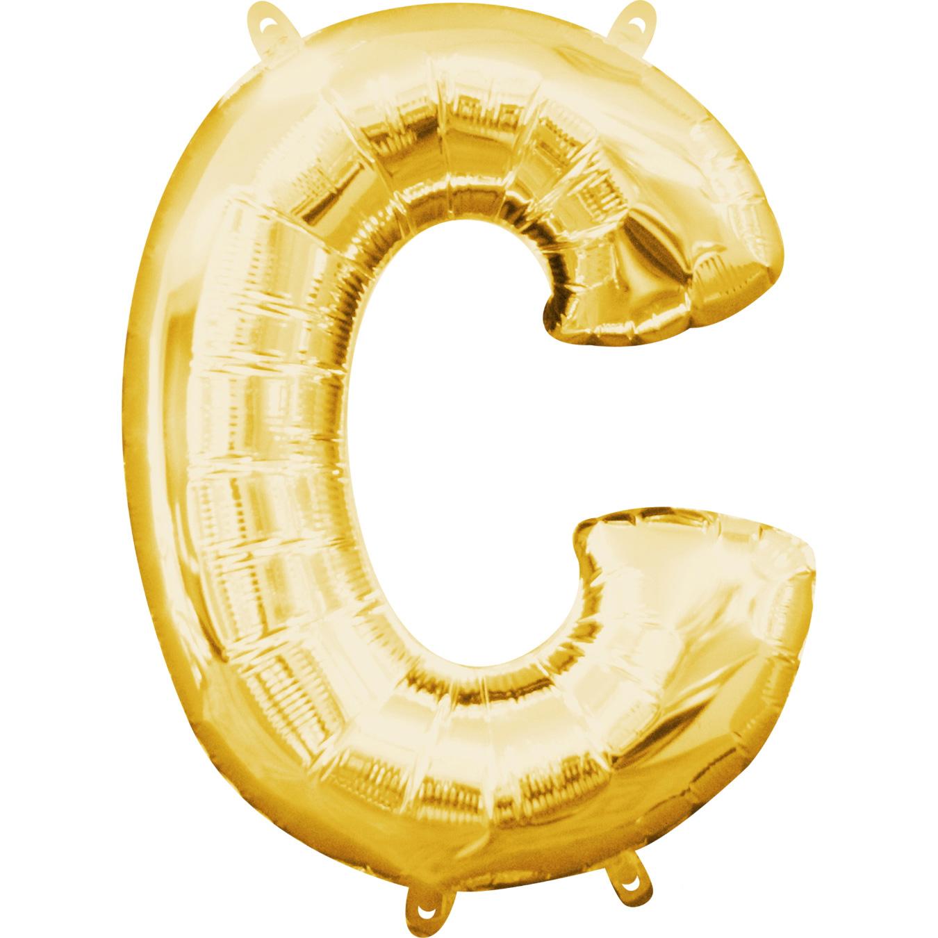 Letter C Gold Mini Shape Foil Balloon 16in Balloons & Streamers - Party Centre