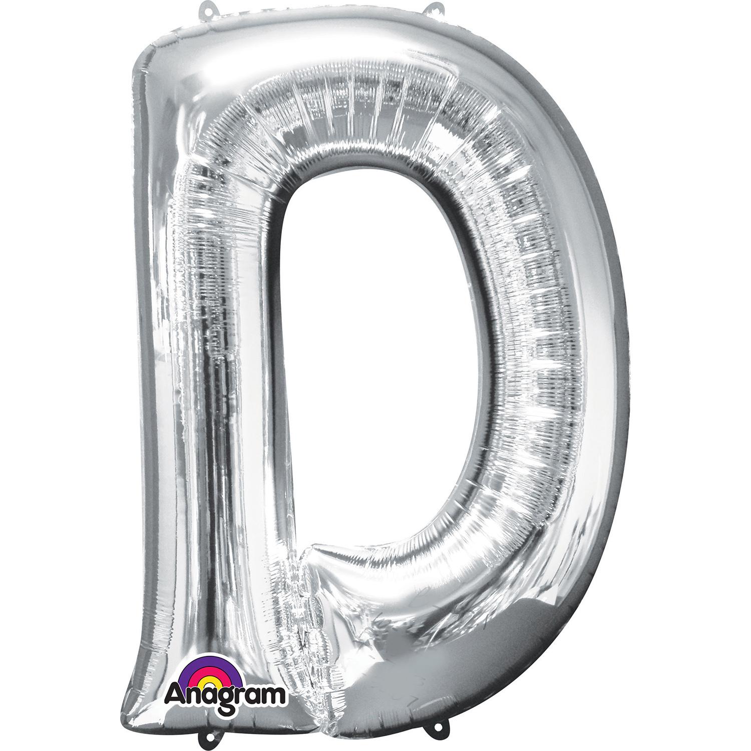 Silver Letter D Minishape Foil Balloon 16in Balloons & Streamers - Party Centre