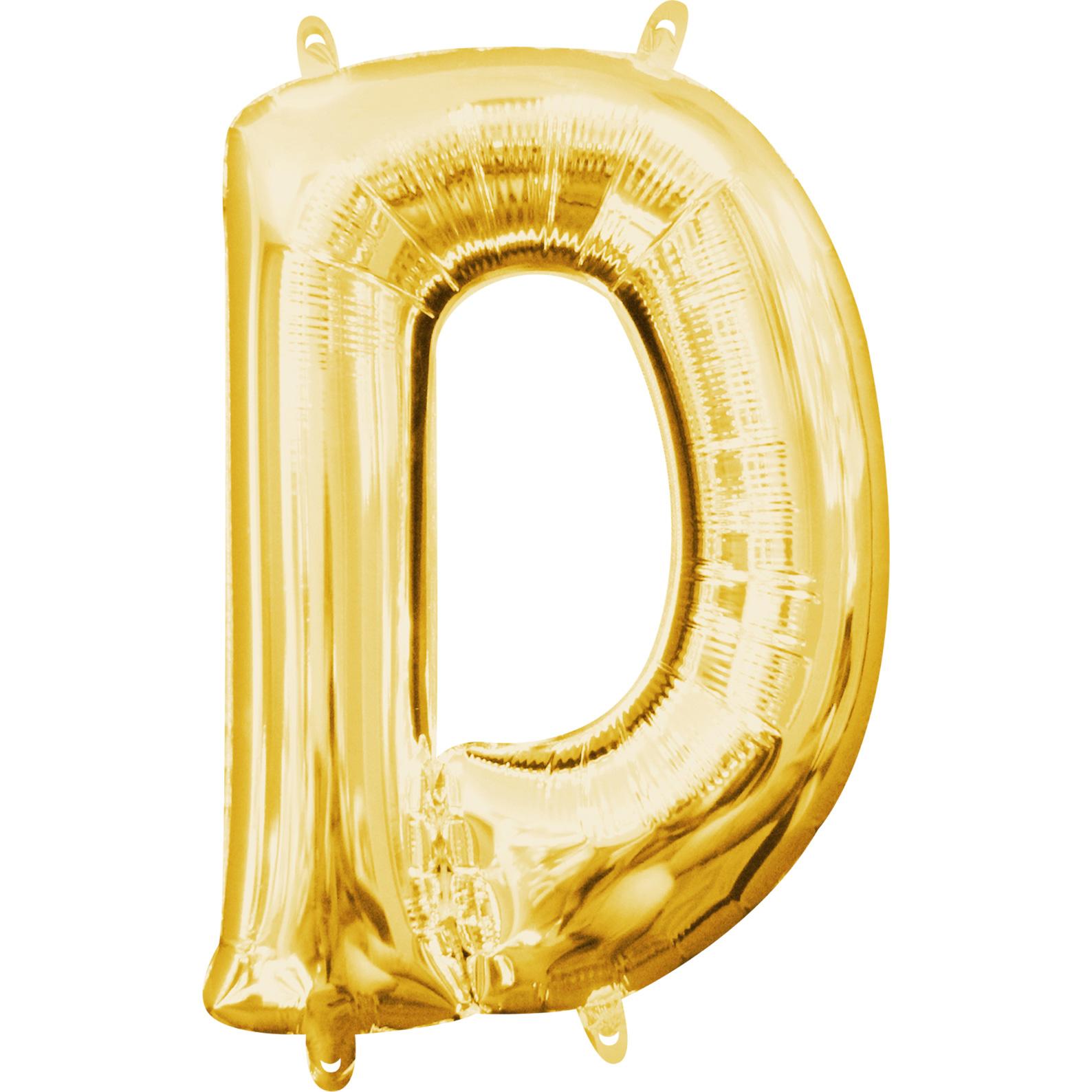 Letter D Gold Mini Shape Foil Balloon 16in Balloons & Streamers - Party Centre