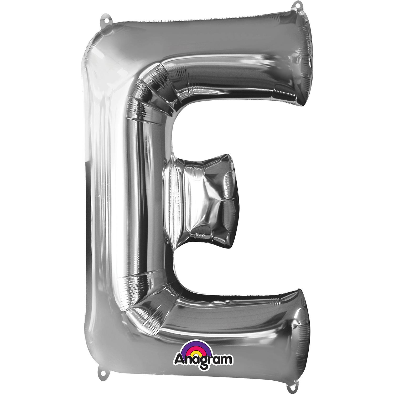 Silver Letter E Minishape Foil Balloon 16in Balloons & Streamers - Party Centre
