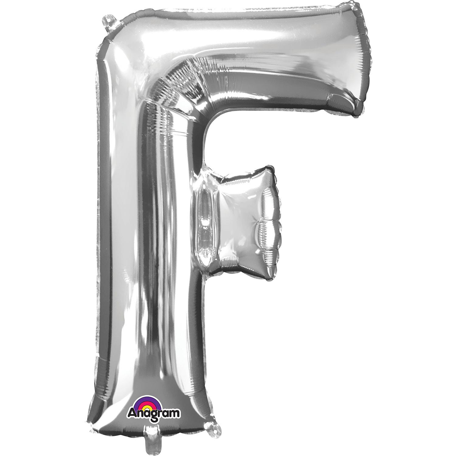 Silver Letter F Minishape Foil Balloon 16in Balloons & Streamers - Party Centre