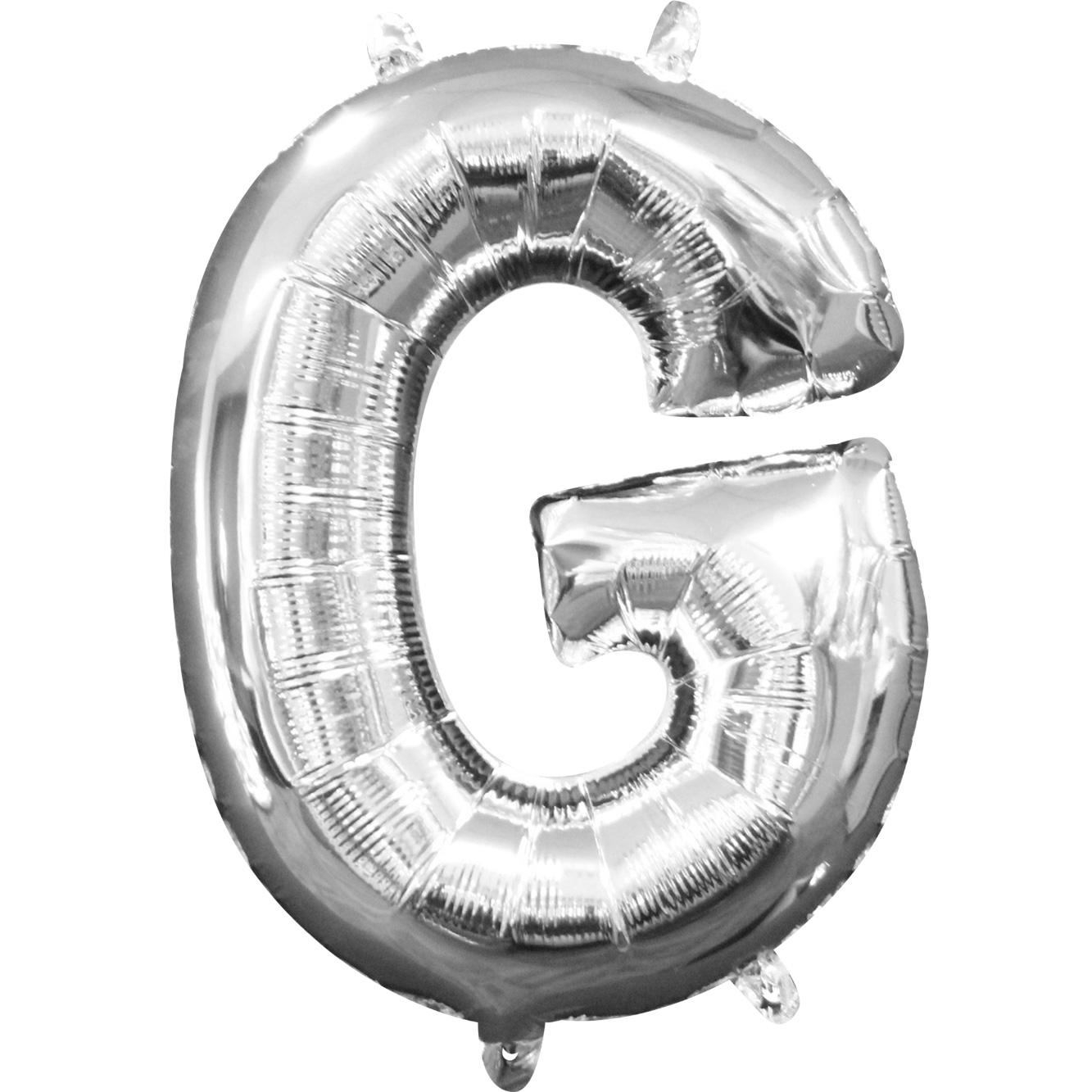Letter G Silver Mini Shape Foil Balloon 16in Balloons & Streamers - Party Centre