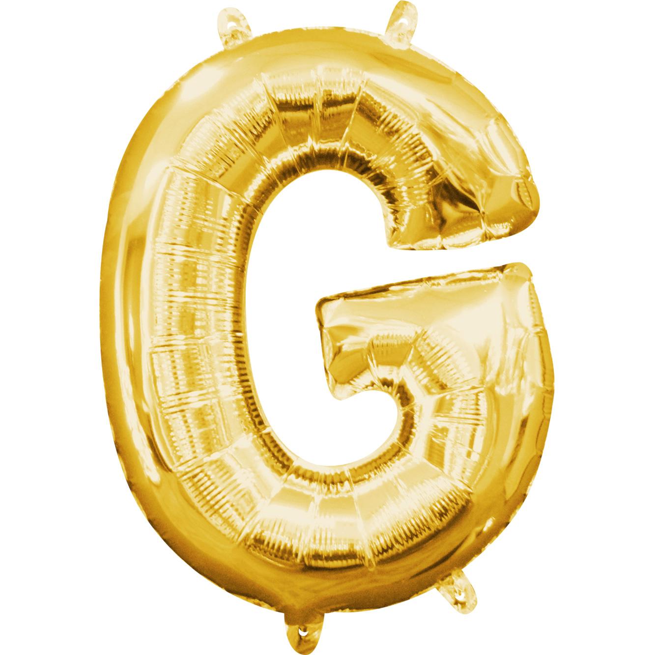 Letter G Gold Mini Shape Foil Balloon 16in Balloons & Streamers - Party Centre