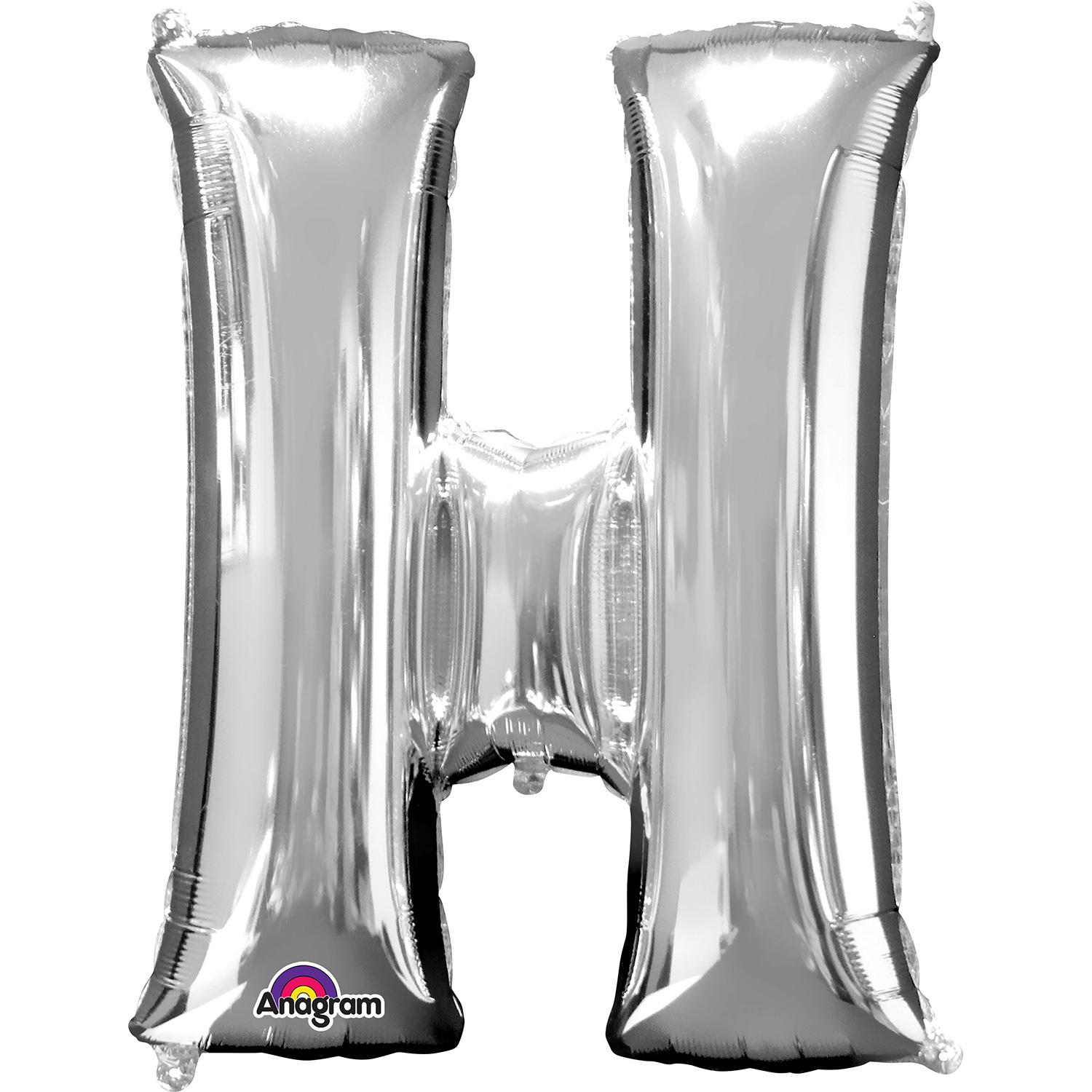 Silver Letter H Minishape Foil Balloon 16in Balloons & Streamers - Party Centre