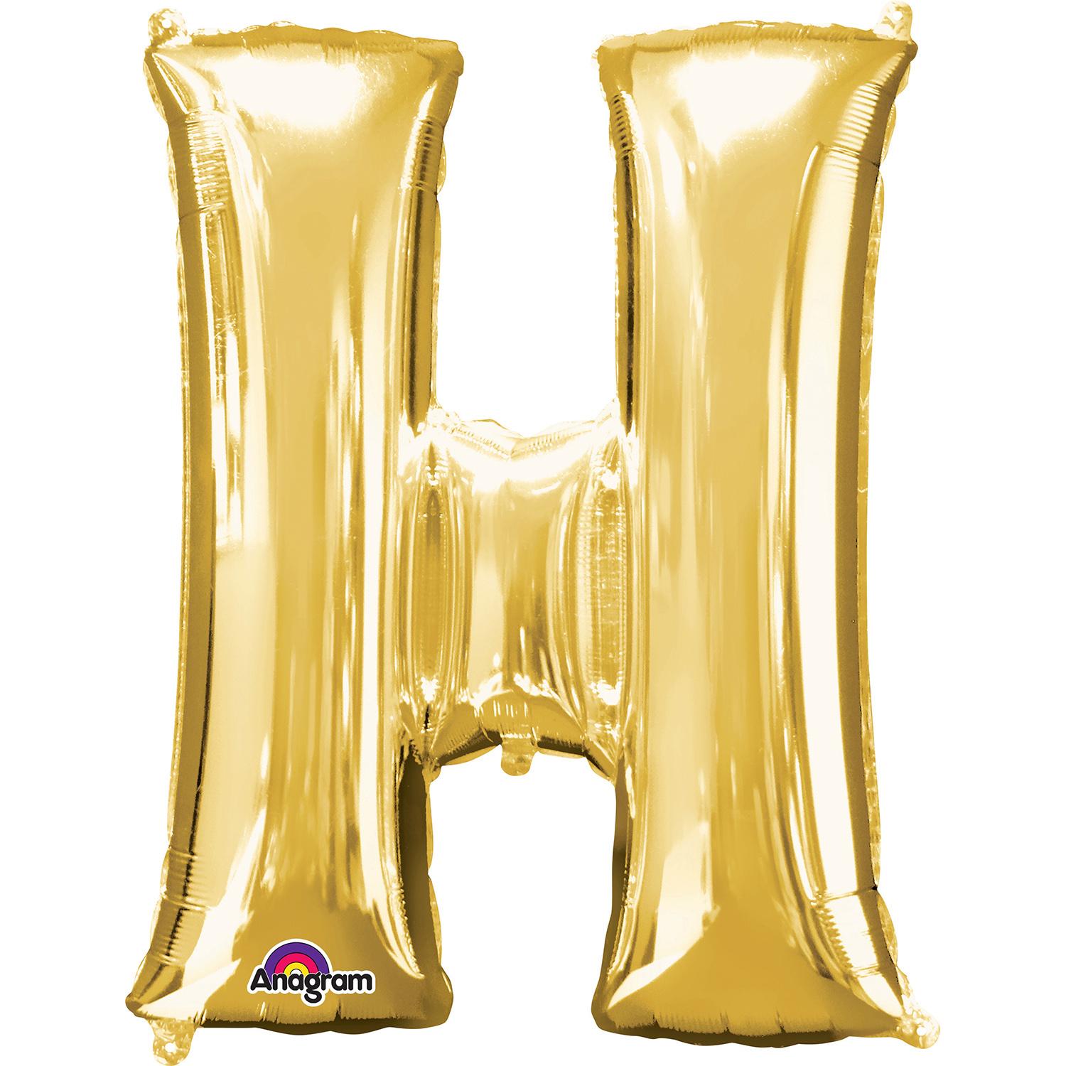 Letter H Gold Mini Shape Foil Balloon 16in Balloons & Streamers - Party Centre