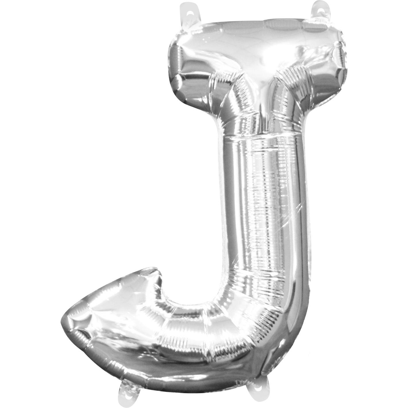 Letter J Silver Mini Shape Foil Balloon 16in Balloons & Streamers - Party Centre
