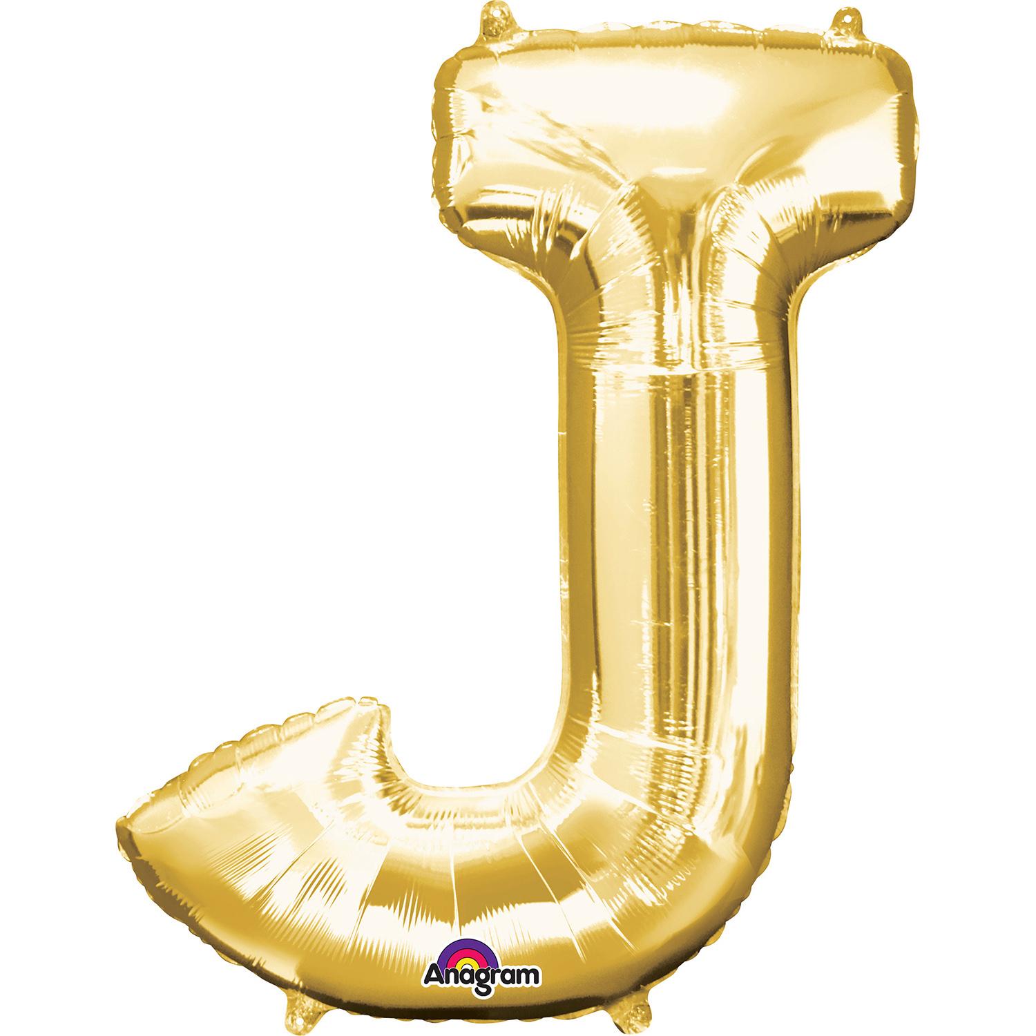 Gold Letter J Minishape Foil Balloon 40cm Balloons & Streamers - Party Centre