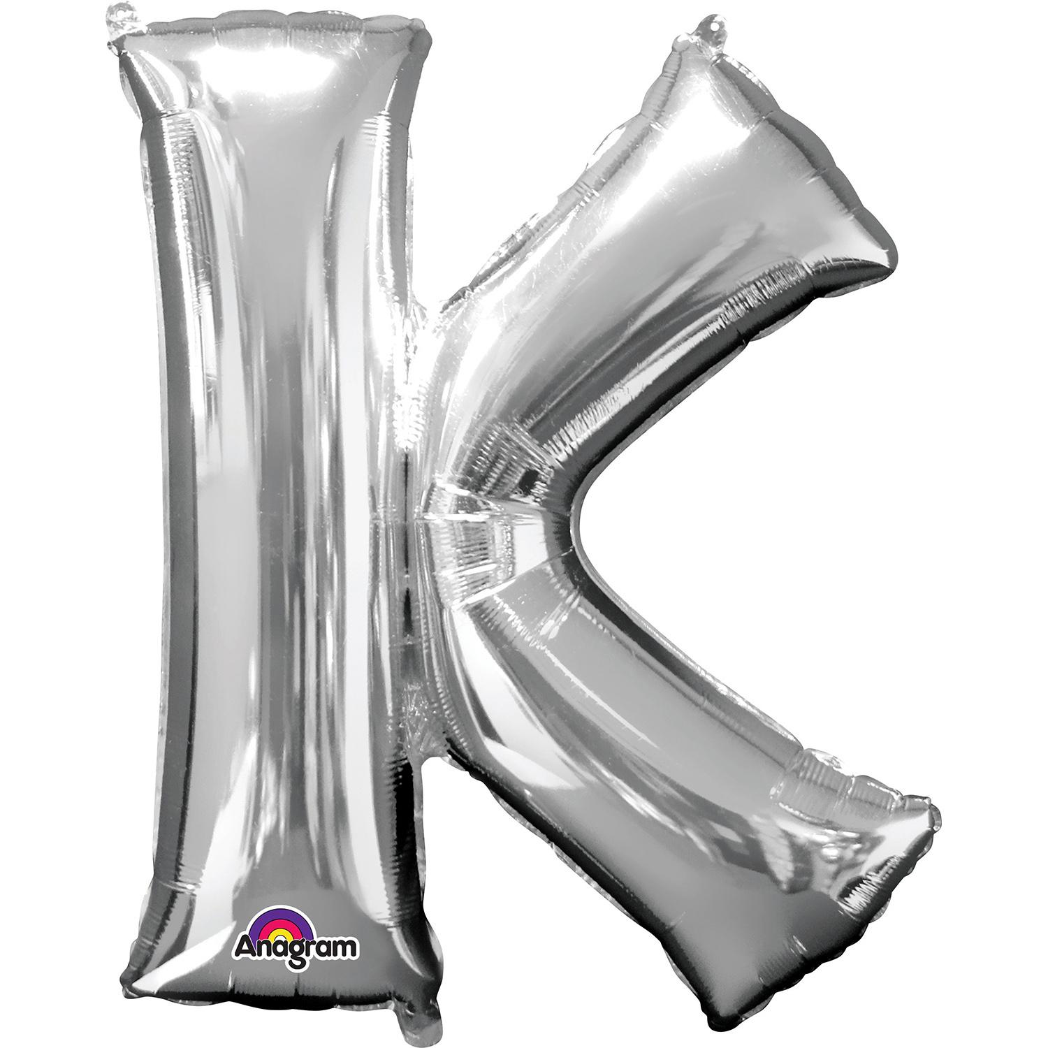 Letter K Silver Mini Shape Foil Balloon 16in Balloons & Streamers - Party Centre