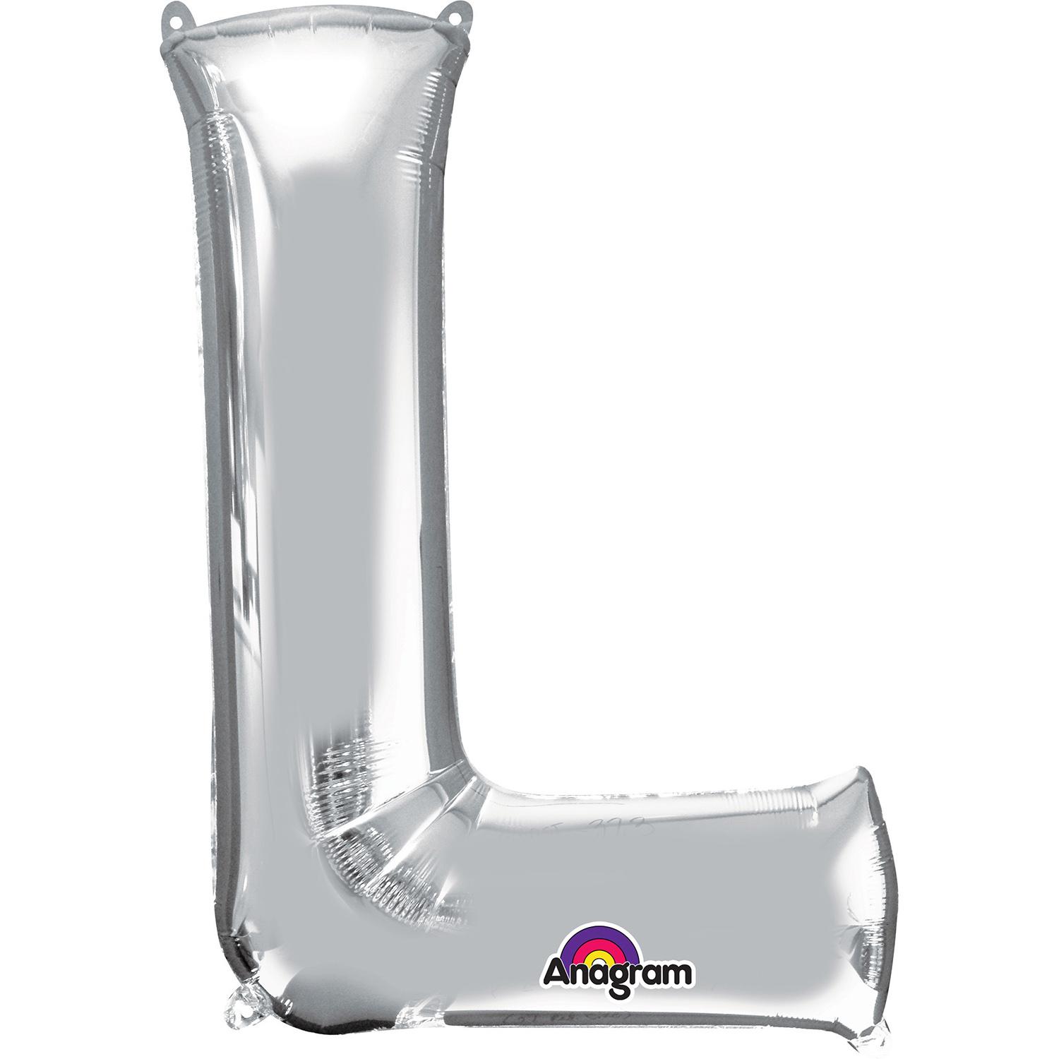 Silver Letter L Minishape Foil Balloon 16in Balloons & Streamers - Party Centre