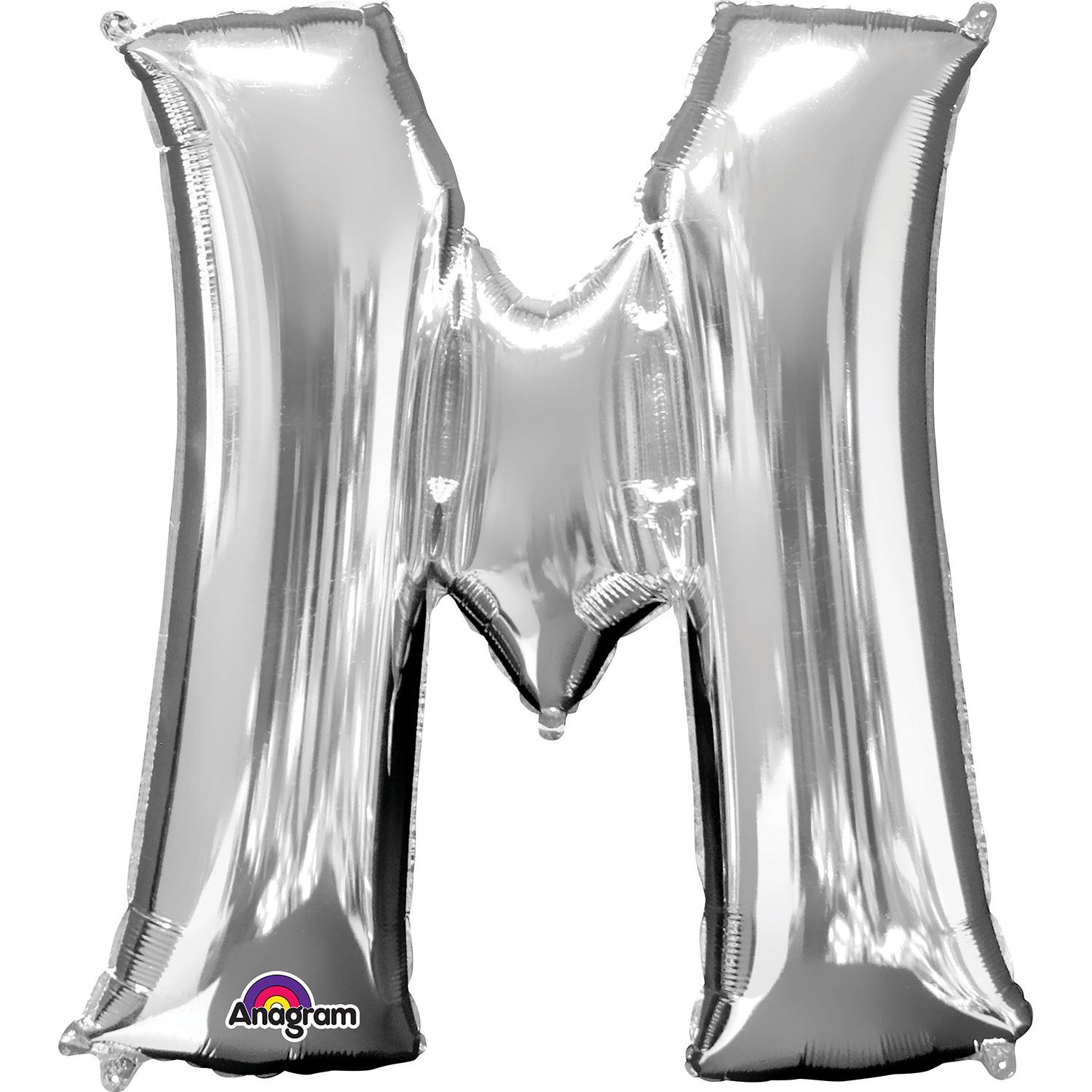 Letter M Silver Mini Shape Foil Balloon 16in Balloons & Streamers - Party Centre