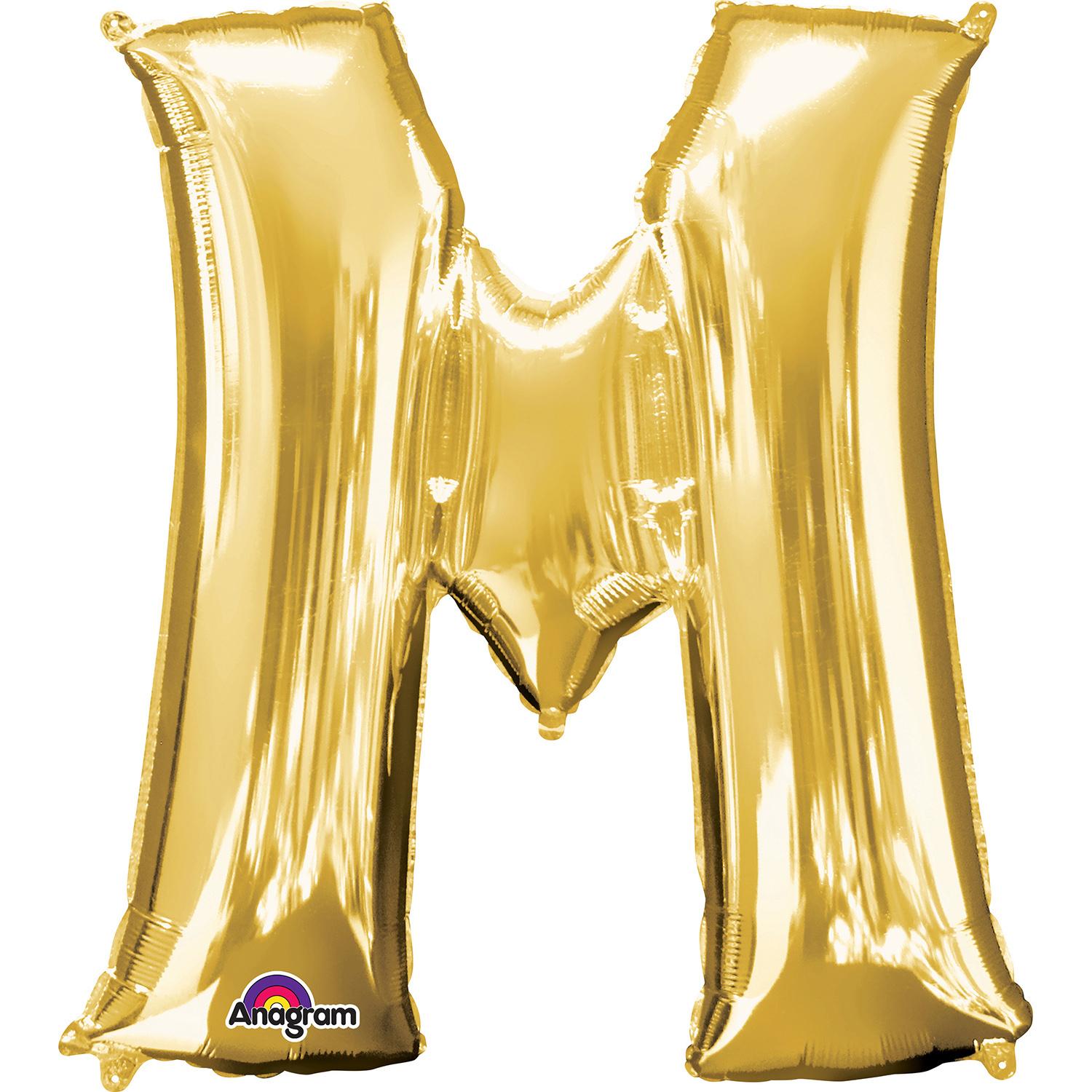 Gold Letter M Minishape Foil Balloon 40cm Balloons & Streamers - Party Centre