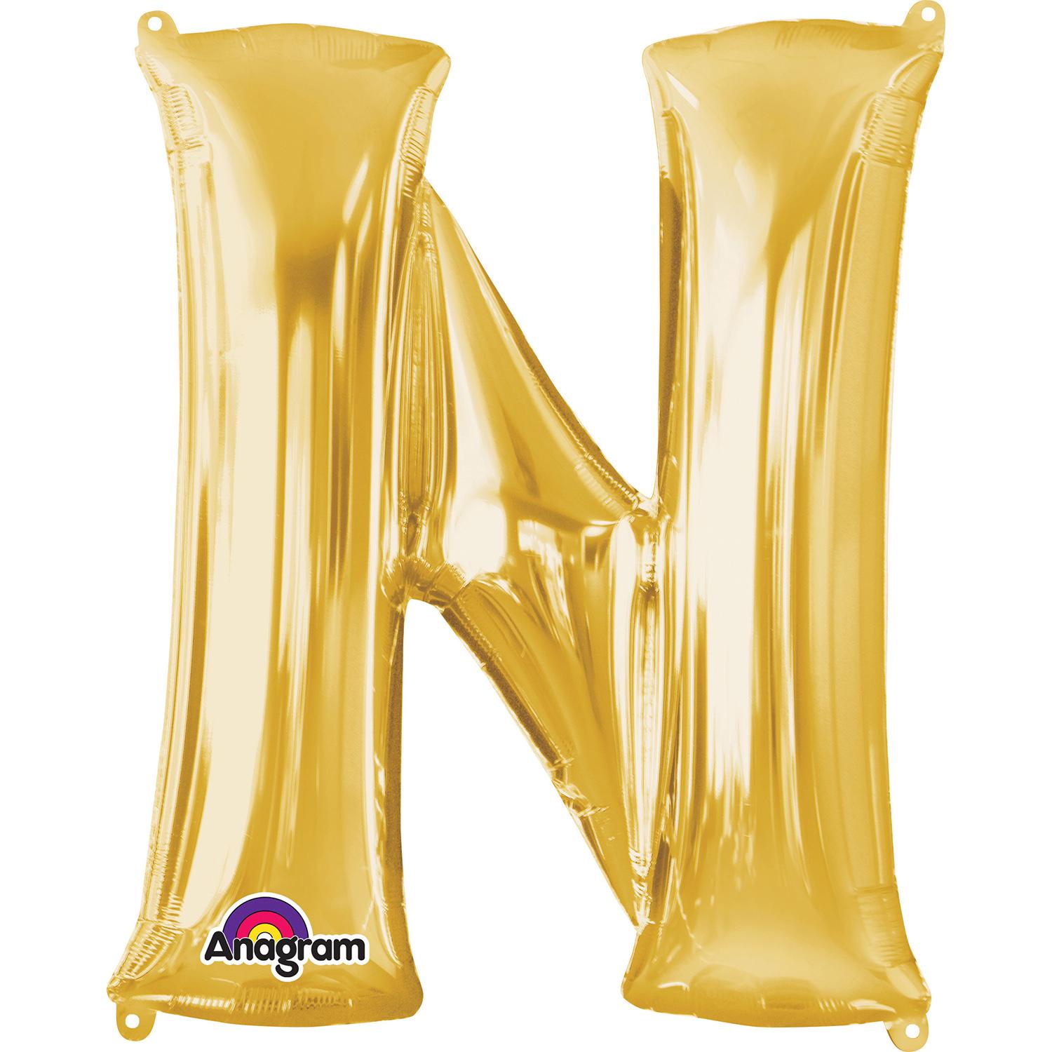 Gold Letter N Minishape Foil Balloon 40cm Balloons & Streamers - Party Centre