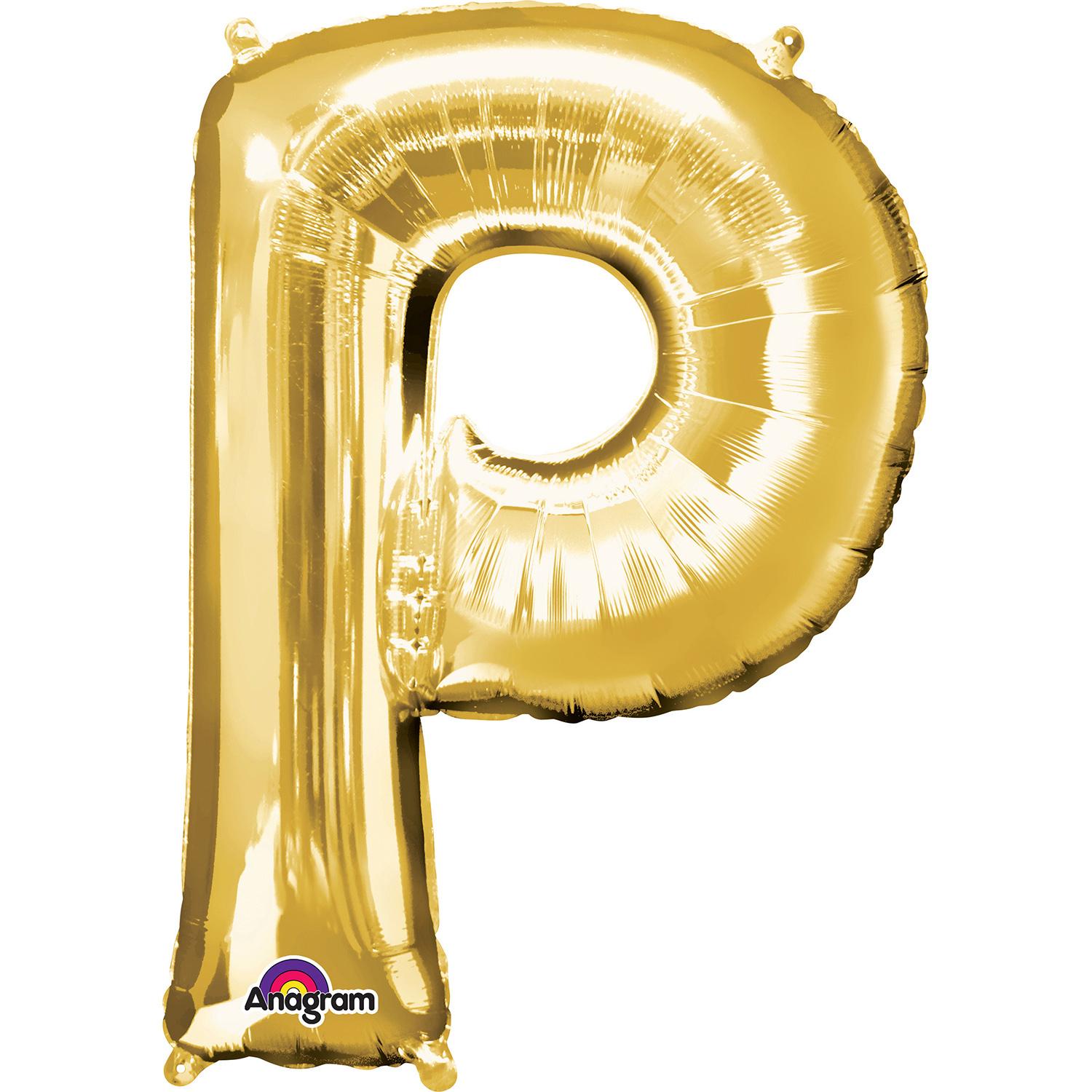 Gold Letter P Minishape Foil Balloon 40cm Balloons & Streamers - Party Centre