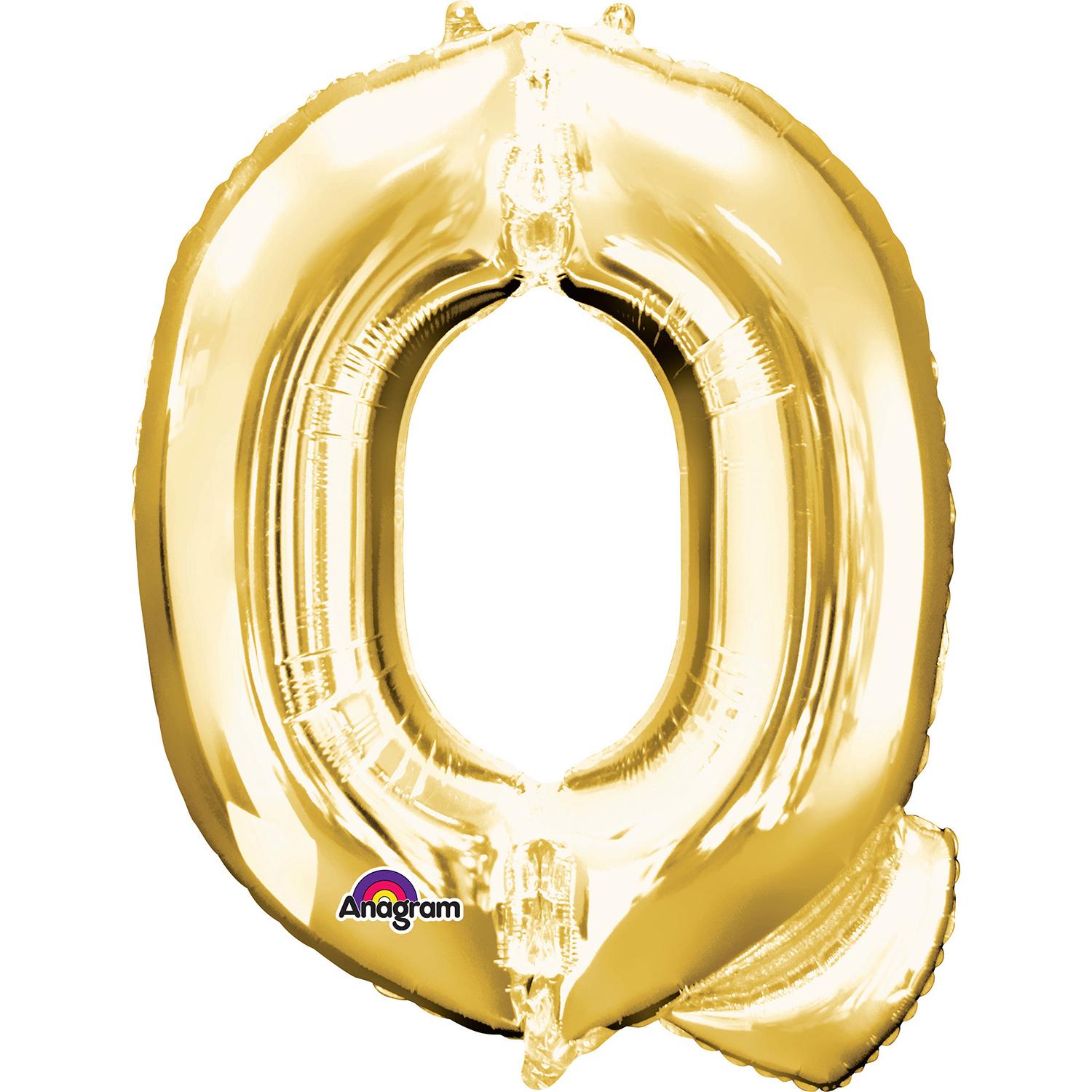 Letter Q Gold Mini Shape Foil Balloon 16in Balloons & Streamers - Party Centre