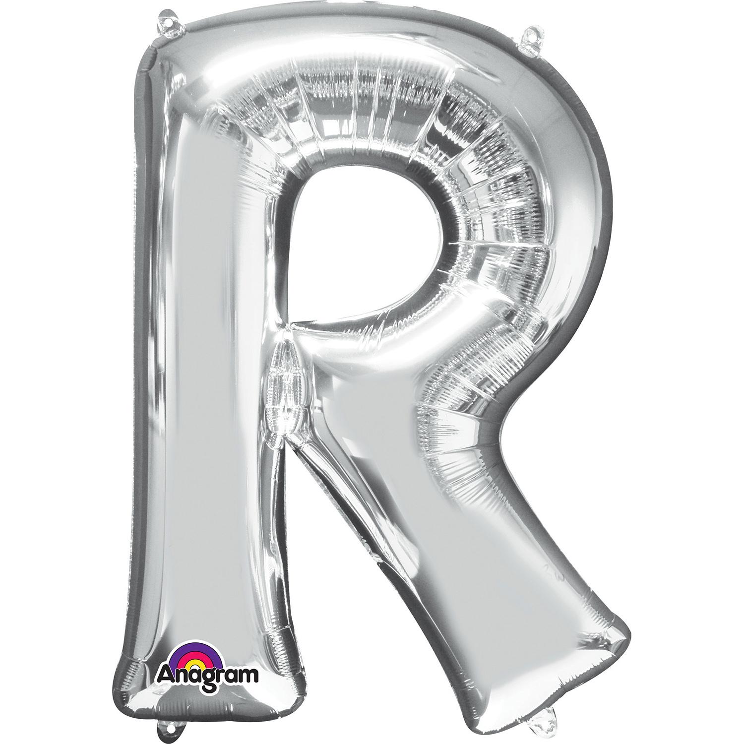 Silver Letter R Minishape Foil Balloon 16in Balloons & Streamers - Party Centre