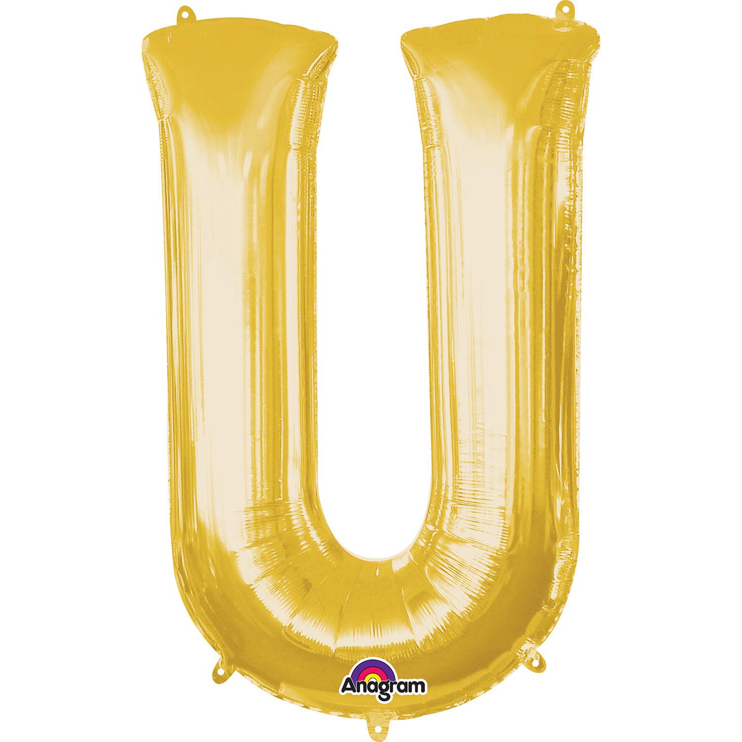 Gold Letter U Minishape Foil Balloon 40cm Balloons & Streamers - Party Centre