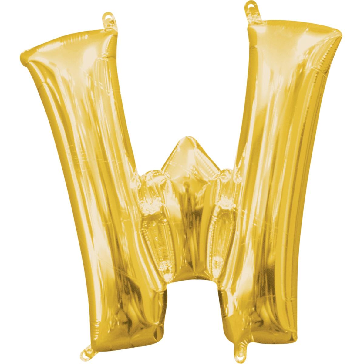 Letter W Gold Mini Shape Foil Balloon 16in Balloons & Streamers - Party Centre