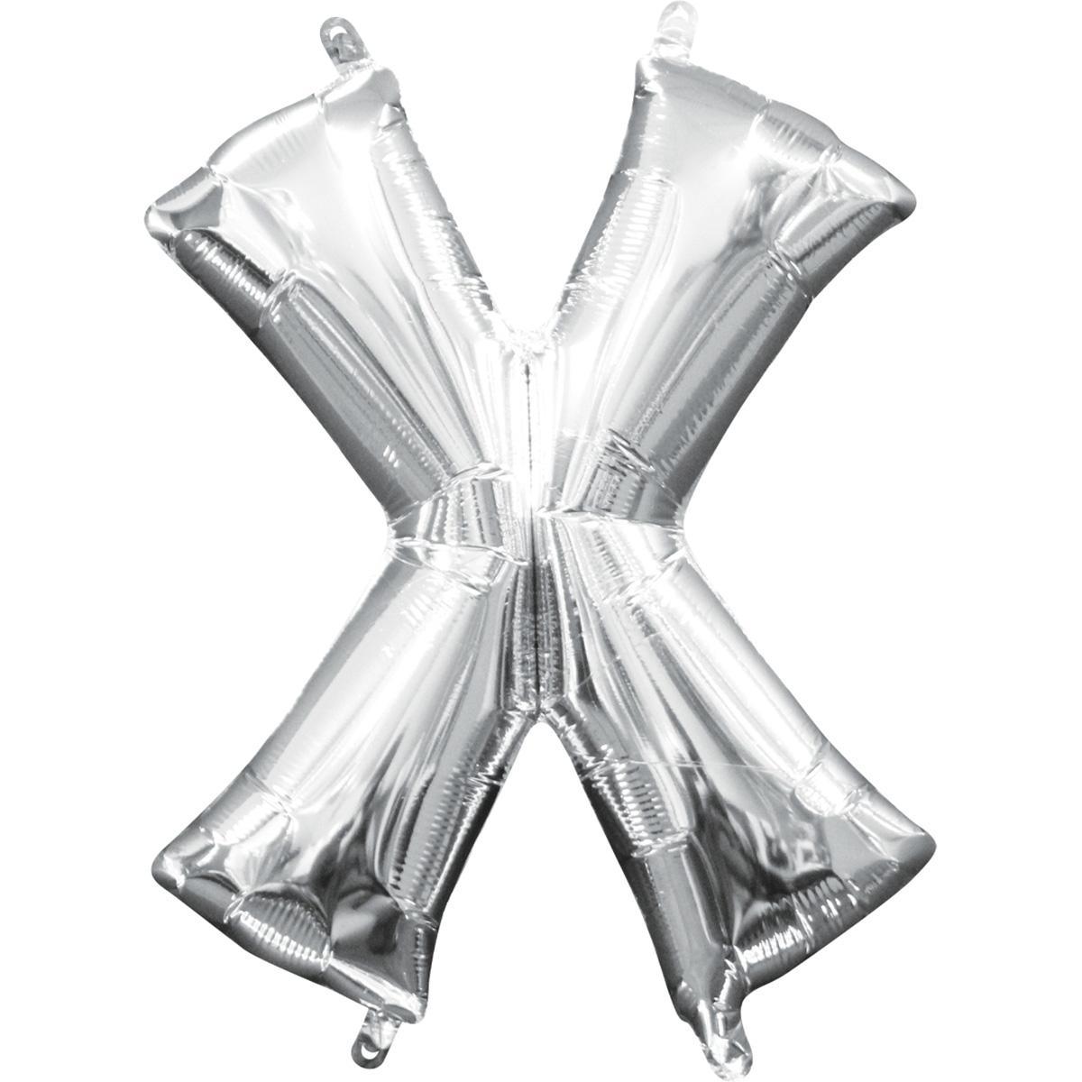 Letter X Silver Mini Shape Foil Balloon 16in Balloons & Streamers - Party Centre