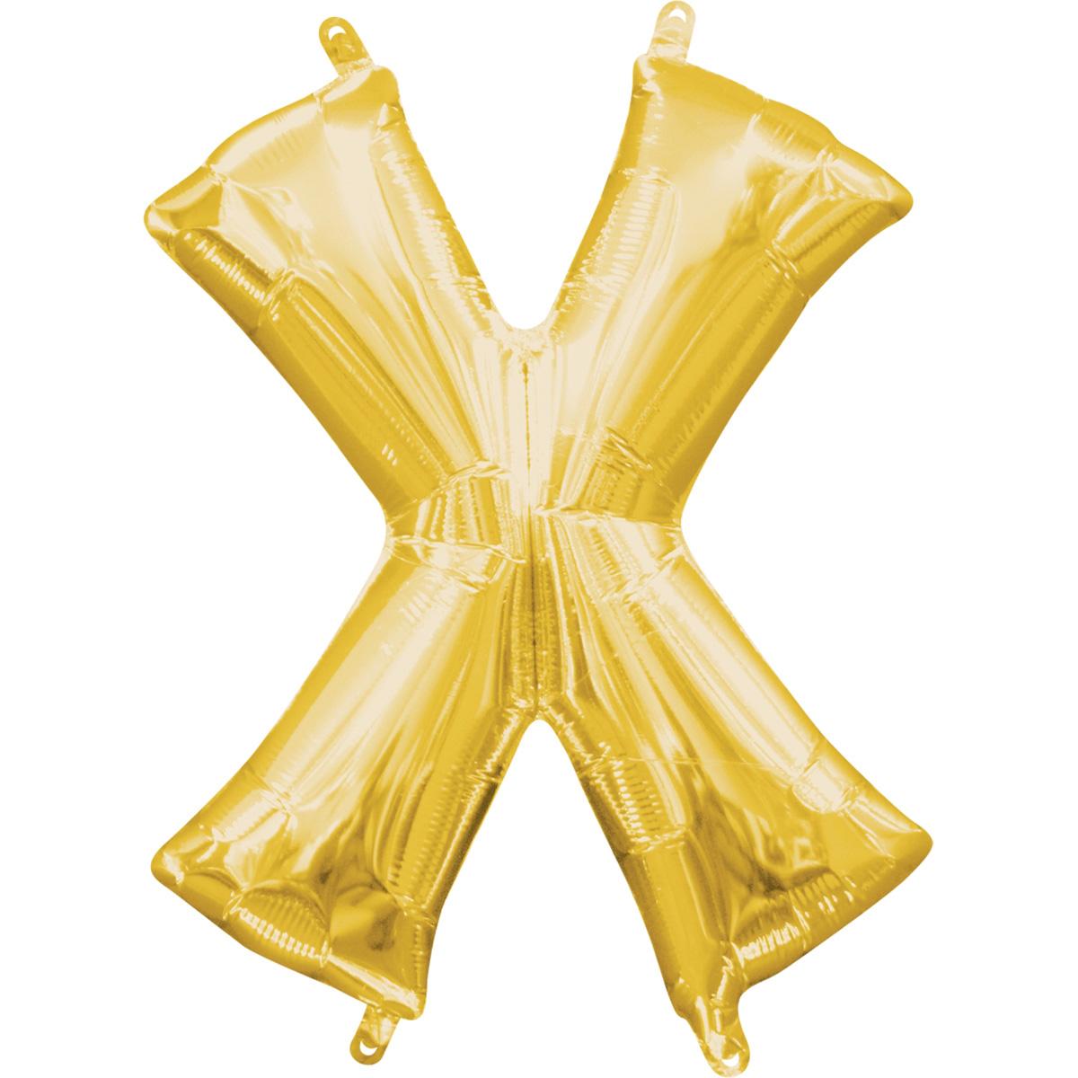 Letter X Gold Mini Shape Foil Balloon 16in Balloons & Streamers - Party Centre
