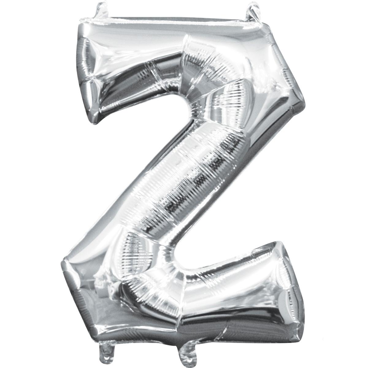 Letter Z Silver Mini Shape Foil Balloon 16in Balloons & Streamers - Party Centre