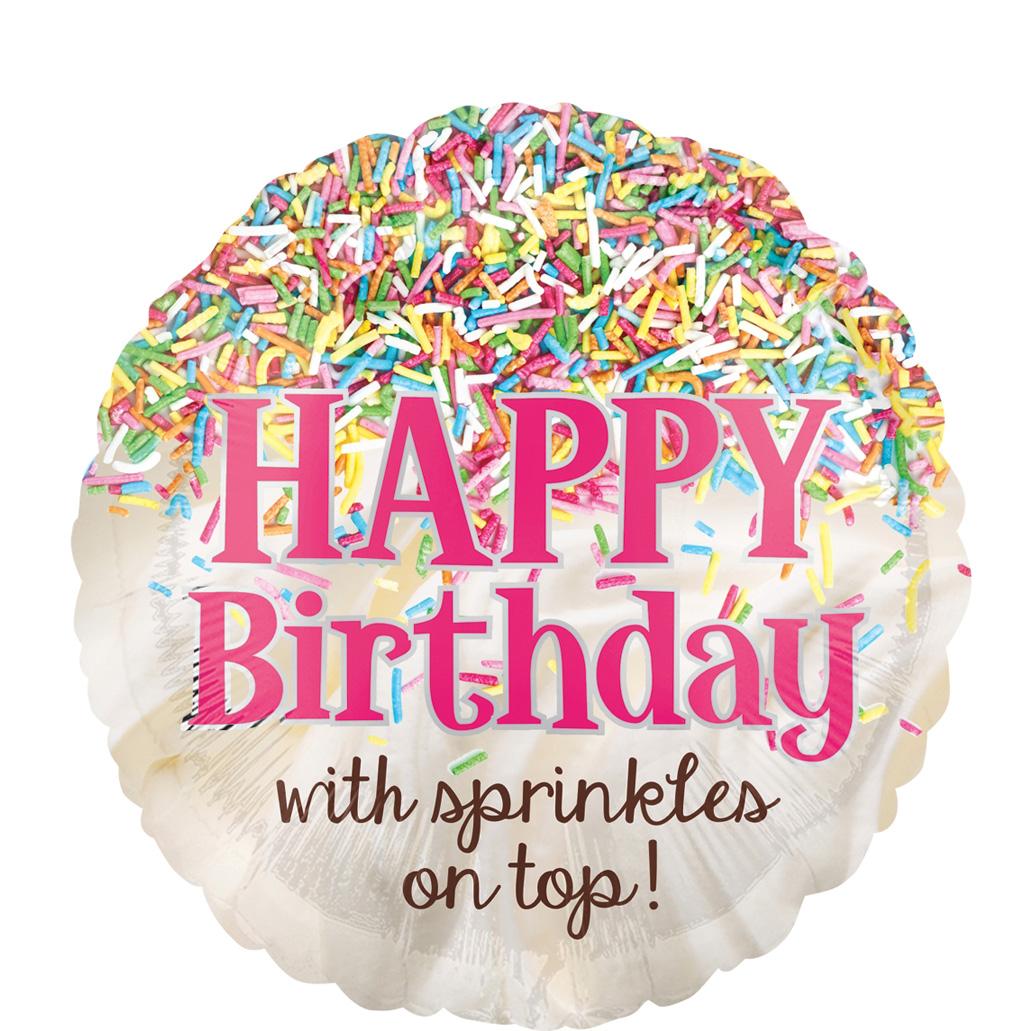 Sprinkles on Top Birthday Foil Balloon 18in Balloons & Streamers - Party Centre