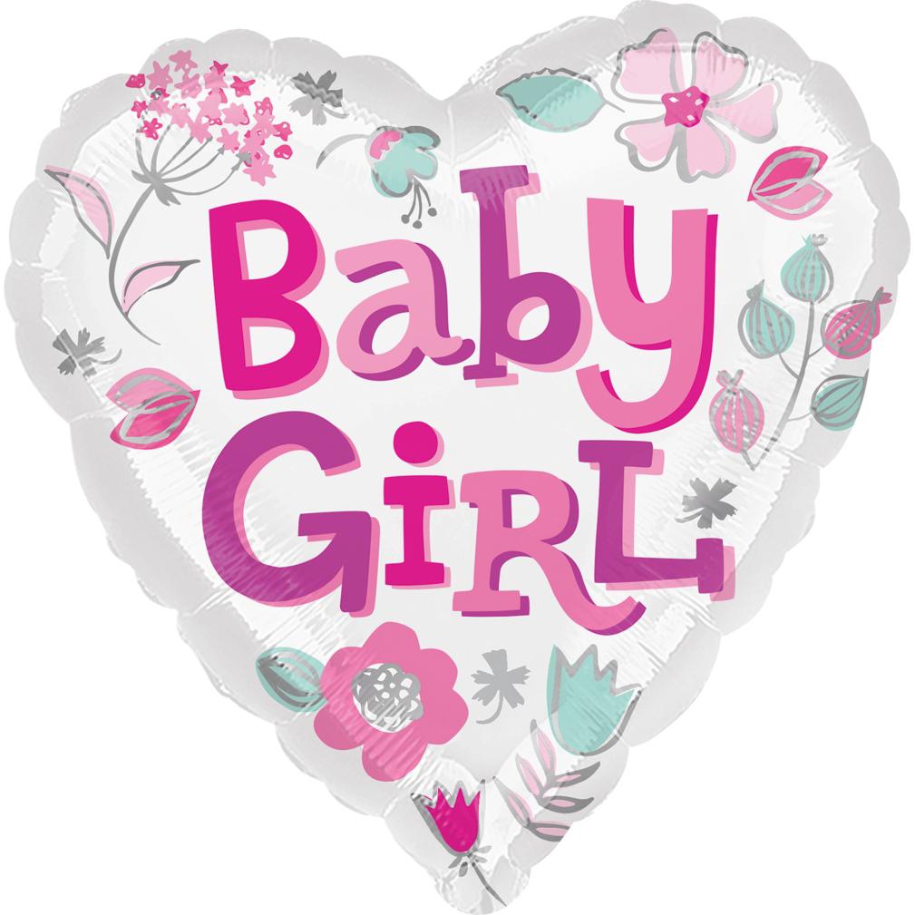 Baby Girl Heart Foil Balloon 18in Balloons & Streamers - Party Centre