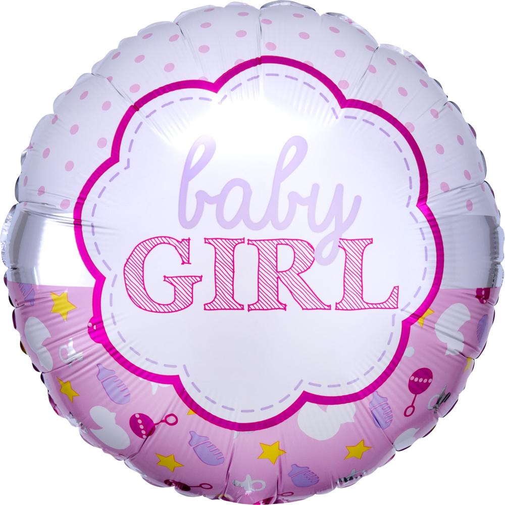 Baby Girl Scallop Foil Balloon 18in Balloons & Streamers - Party Centre