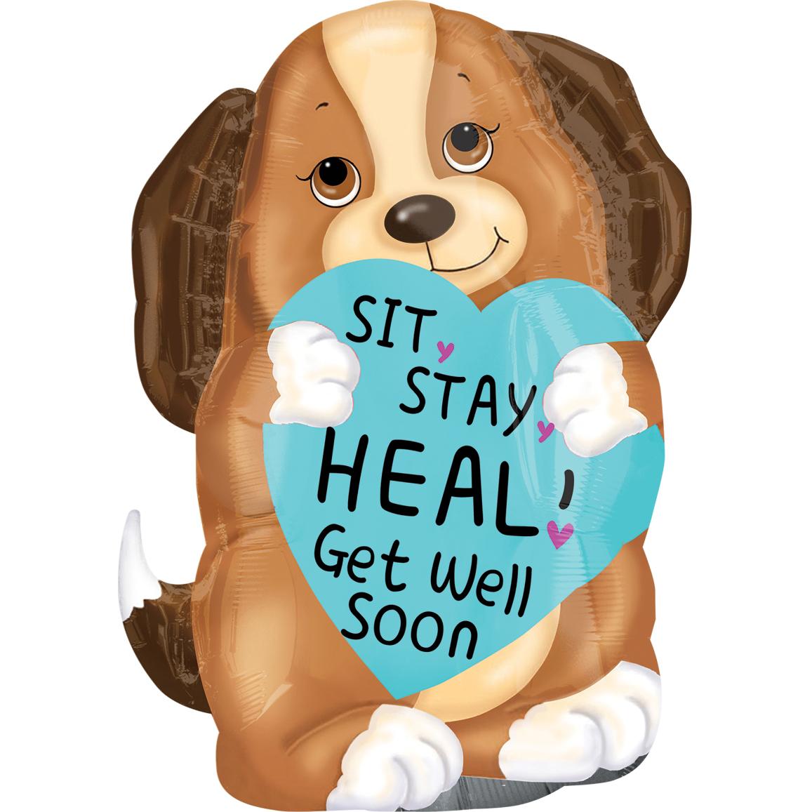 Sit Stay Heal Puppy Junior Shape Balloon 18in Balloons & Streamers - Party Centre