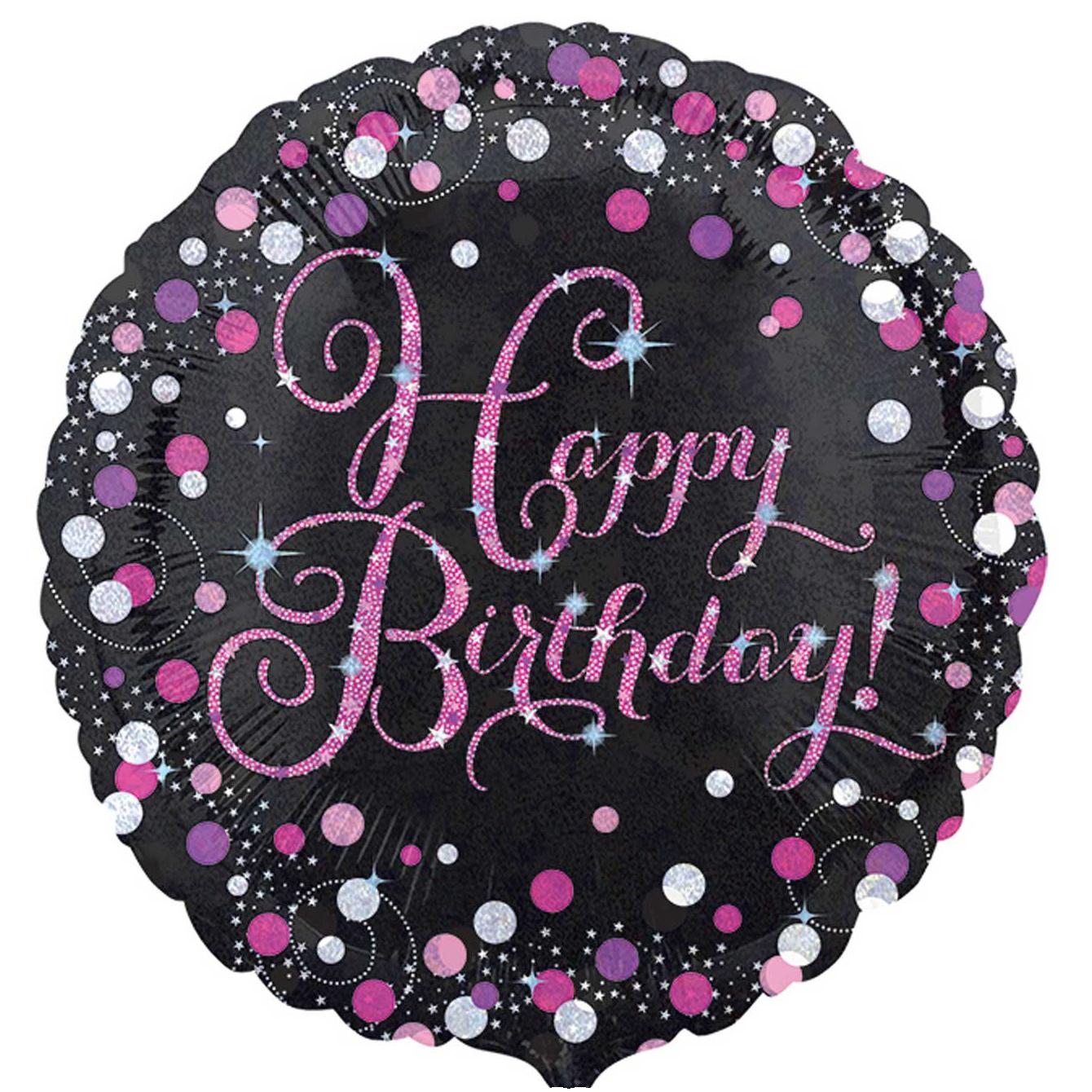 Pink Celebration Holographic Foil Balloon 45cm Balloons & Streamers - Party Centre