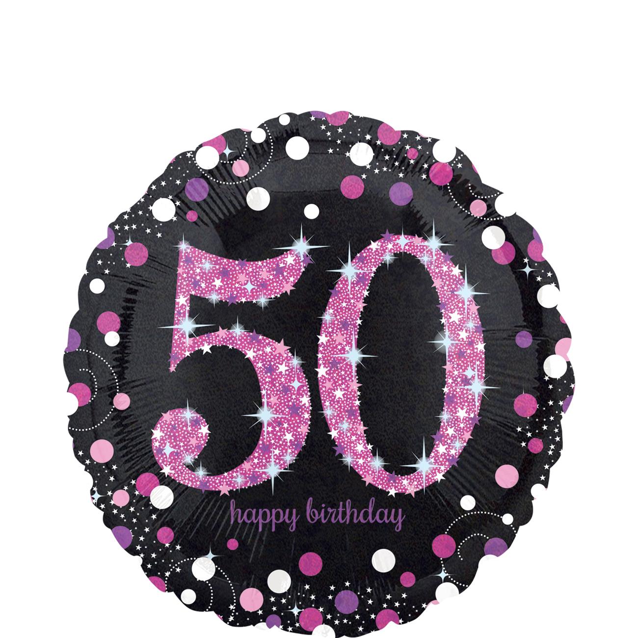 Pink Celebration 50 Foil Balloon 45cm Balloons & Streamers - Party Centre