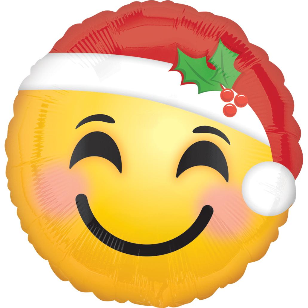 Santa Hat Emoticon Foil Balloon 18in Balloons & Streamers - Party Centre