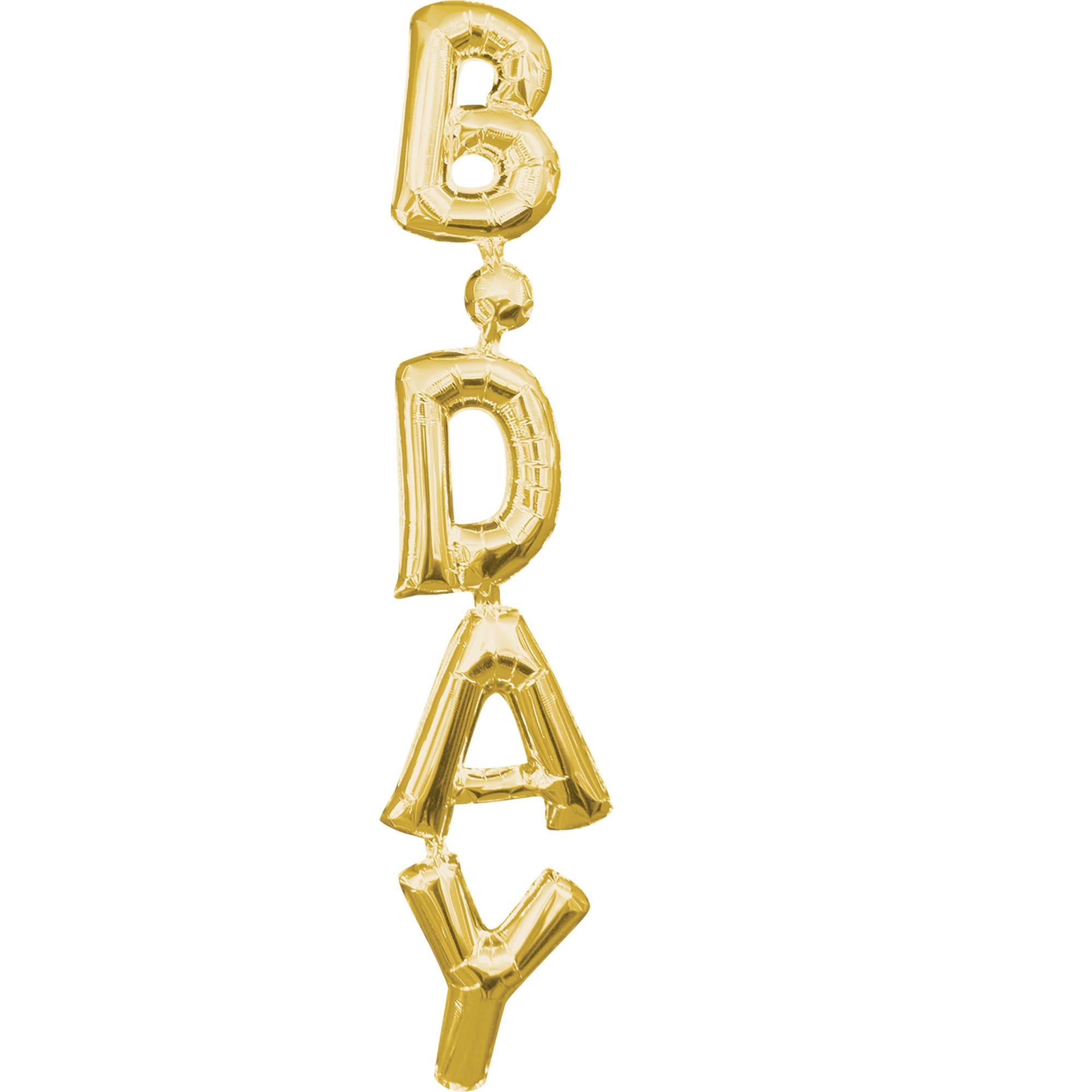 Gold Birthday Phrase Vertical SuperShape Foil Balloon Balloons & Streamers - Party Centre