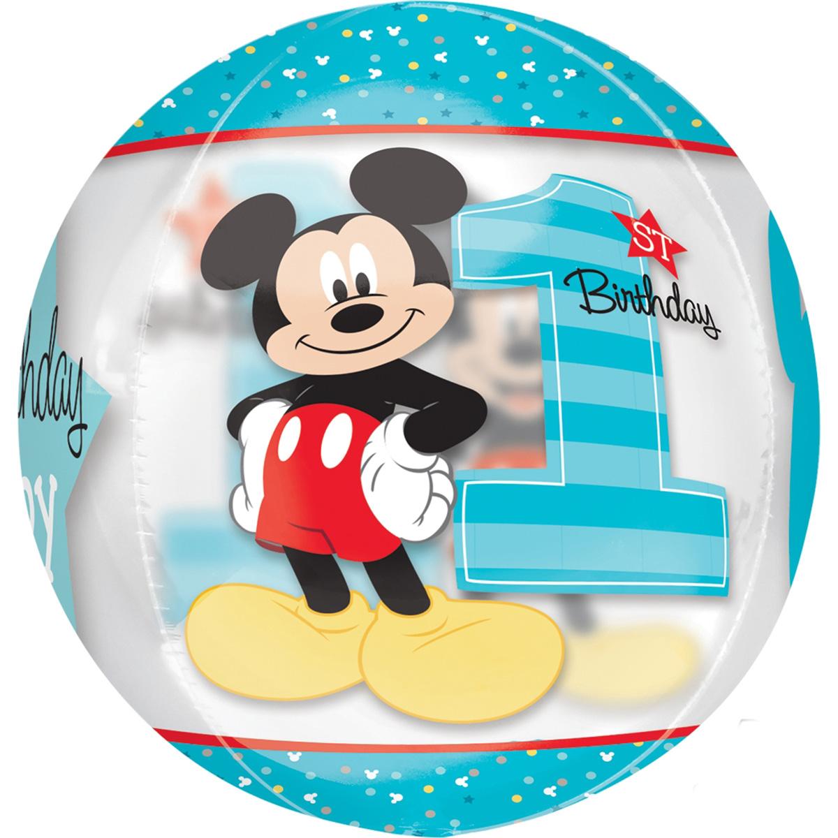 Mickey 1st Birthday Orbz Balloon 38x40cm Balloons & Streamers - Party Centre