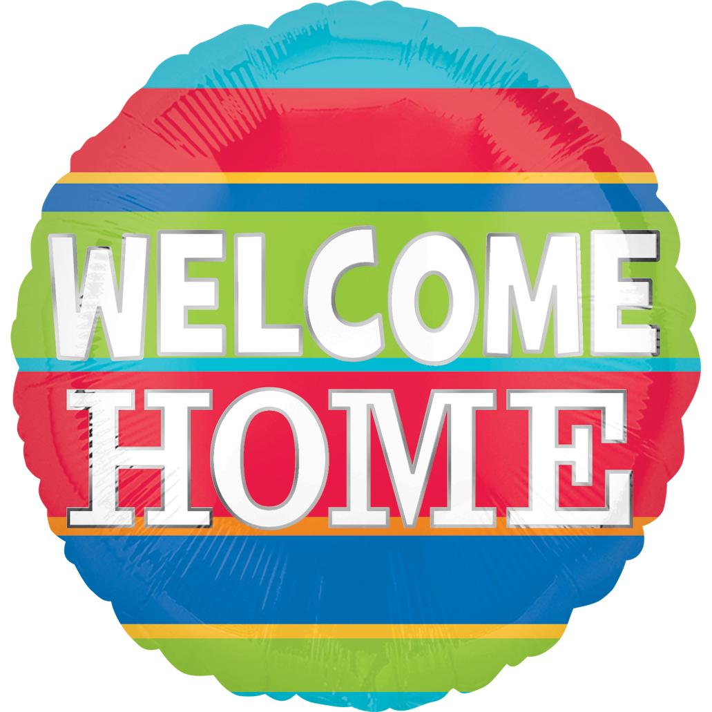 Welcome Home Colorful Stripes Balloon 18in Balloons & Streamers - Party Centre