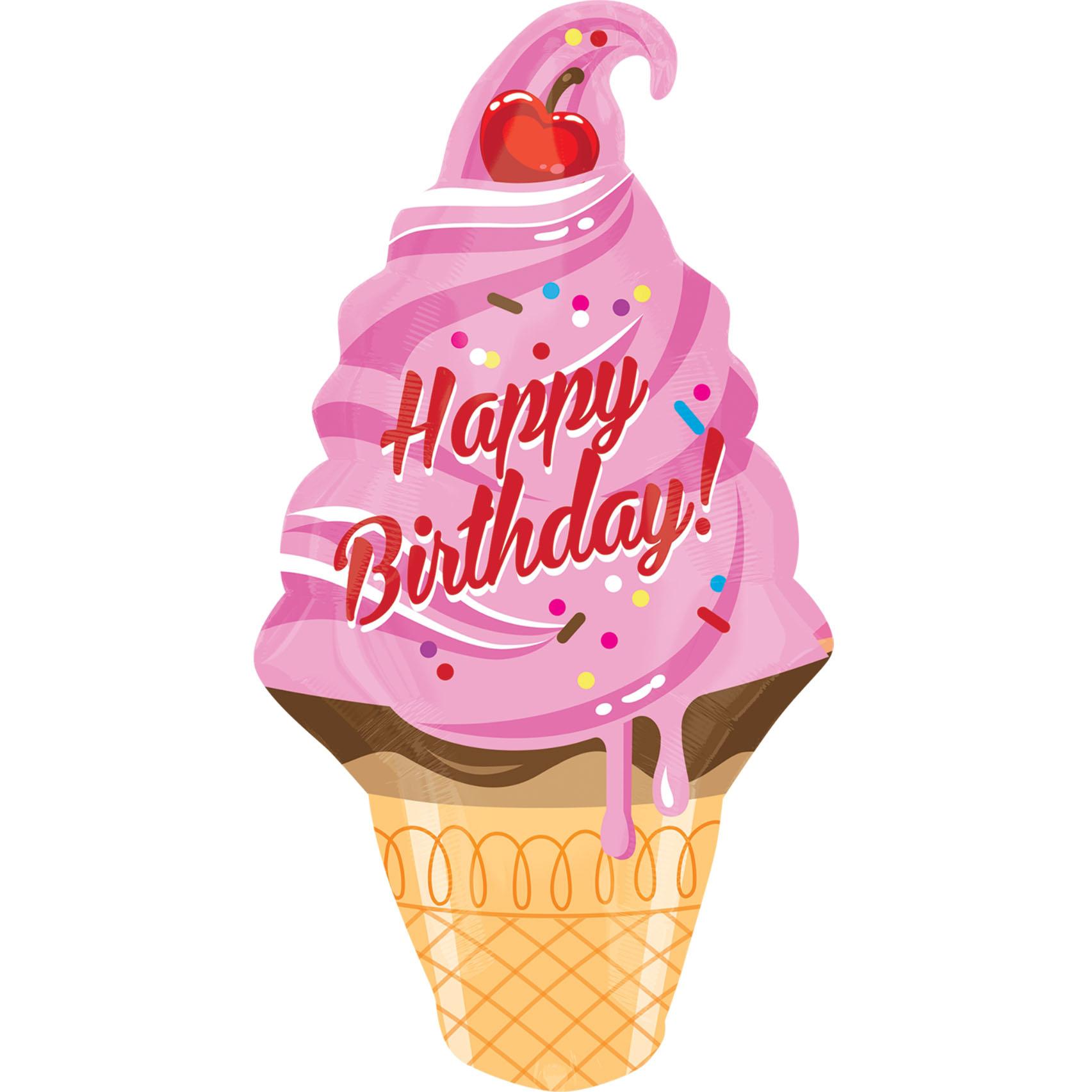 Ice Cream Cone Birthday SuperShape Balloon 18x32in Balloons & Streamers - Party Centre