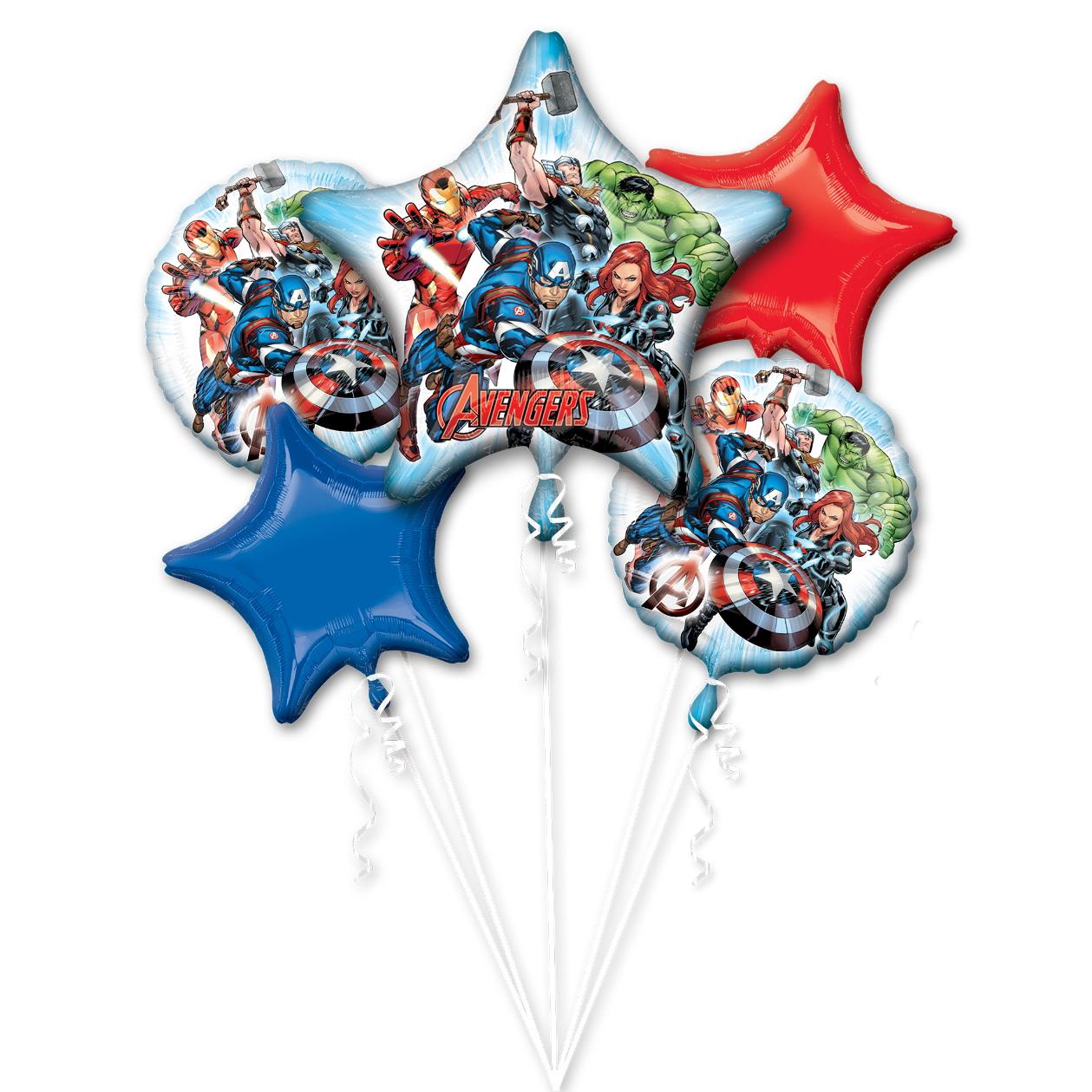 Avengers Animated Balloon Bouquet 5pcs Balloons & Streamers - Party Centre