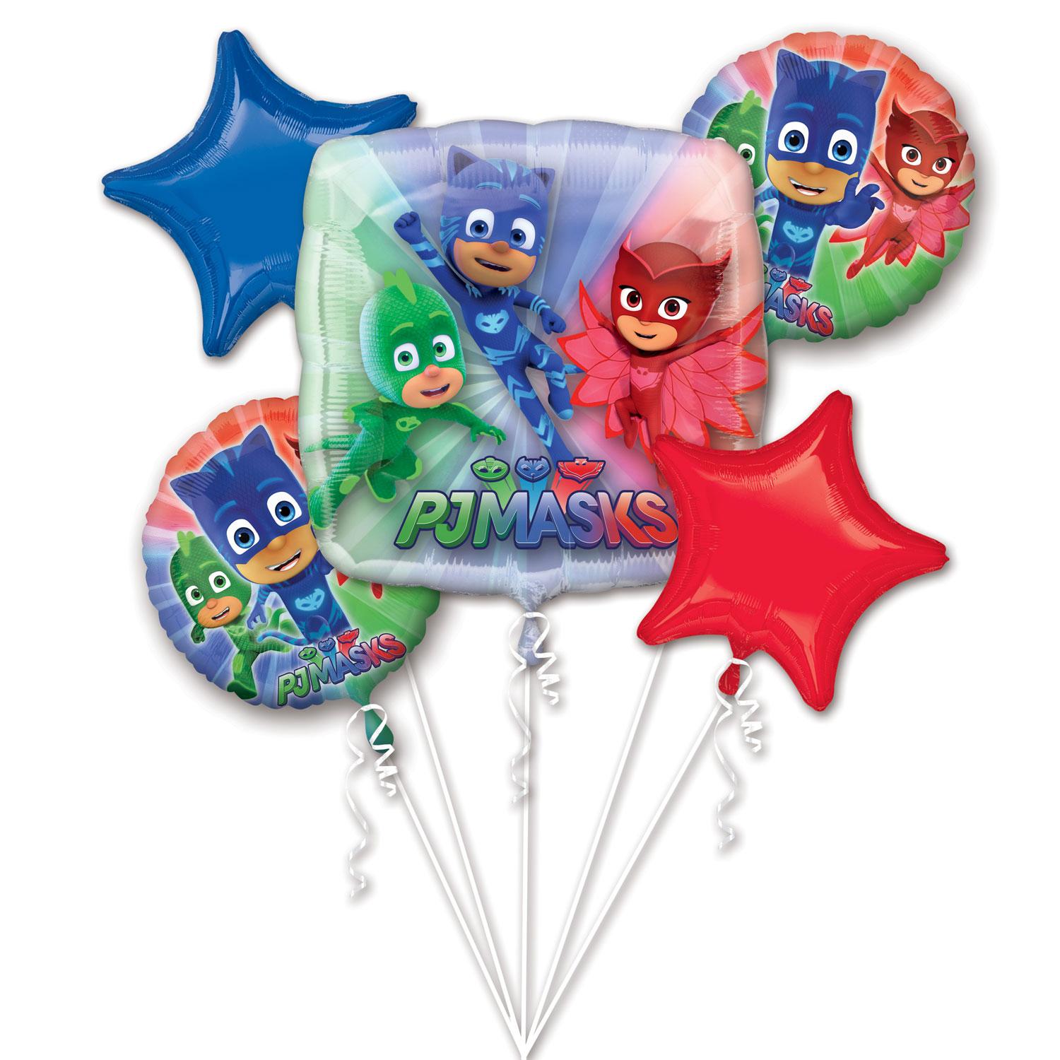 PJ Masks Balloon Bouquet 5pcs Balloons & Streamers - Party Centre