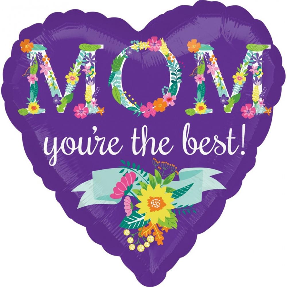 Mom Floral Foil Balloon 18in Balloons & Streamers - Party Centre