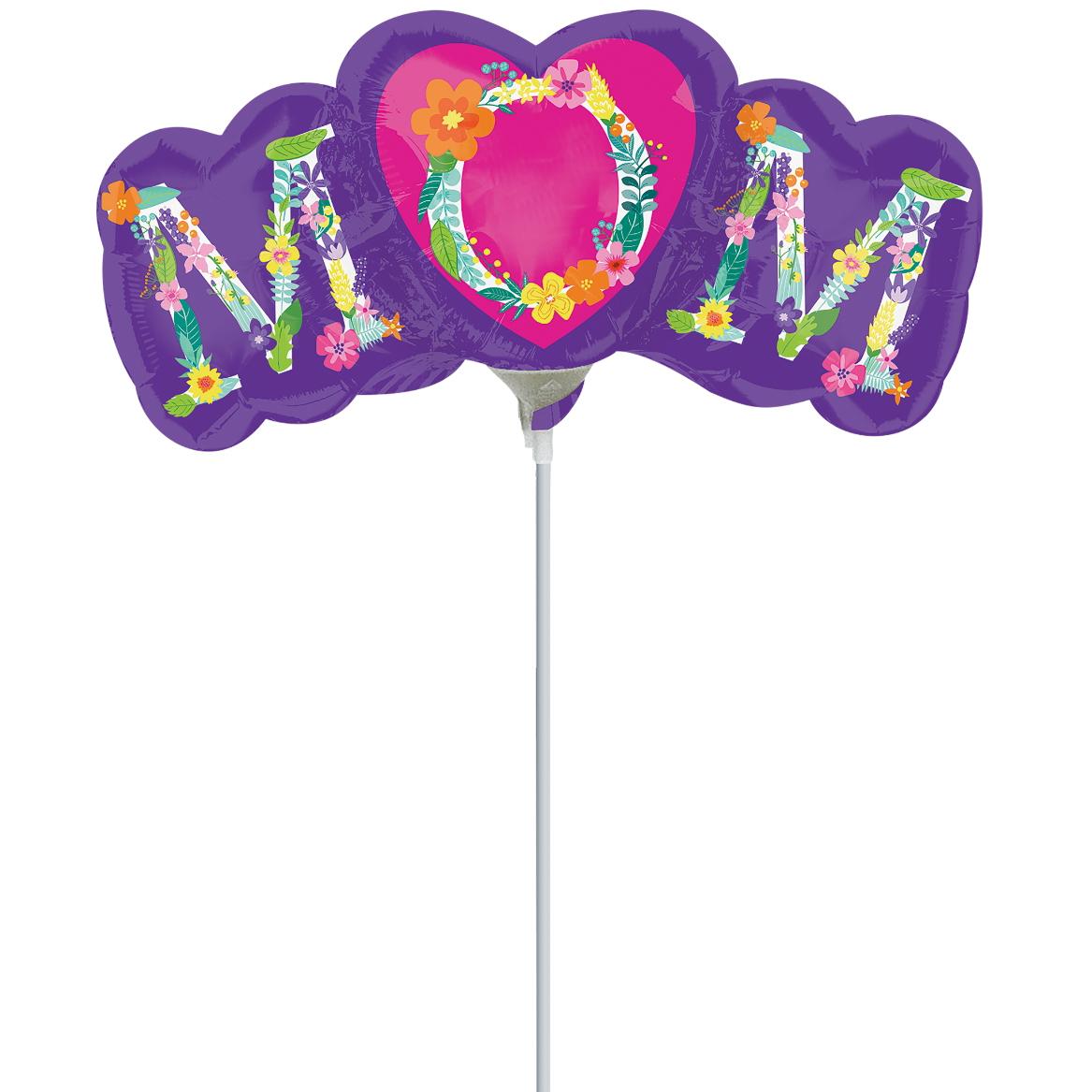Floral MOM Mini Shape Foil Balloon Balloons & Streamers - Party Centre