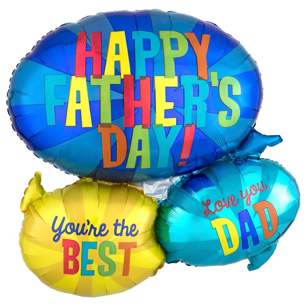 Father's Day Message Bubbles SuperShape Balloon 66cm Balloons & Streamers - Party Centre