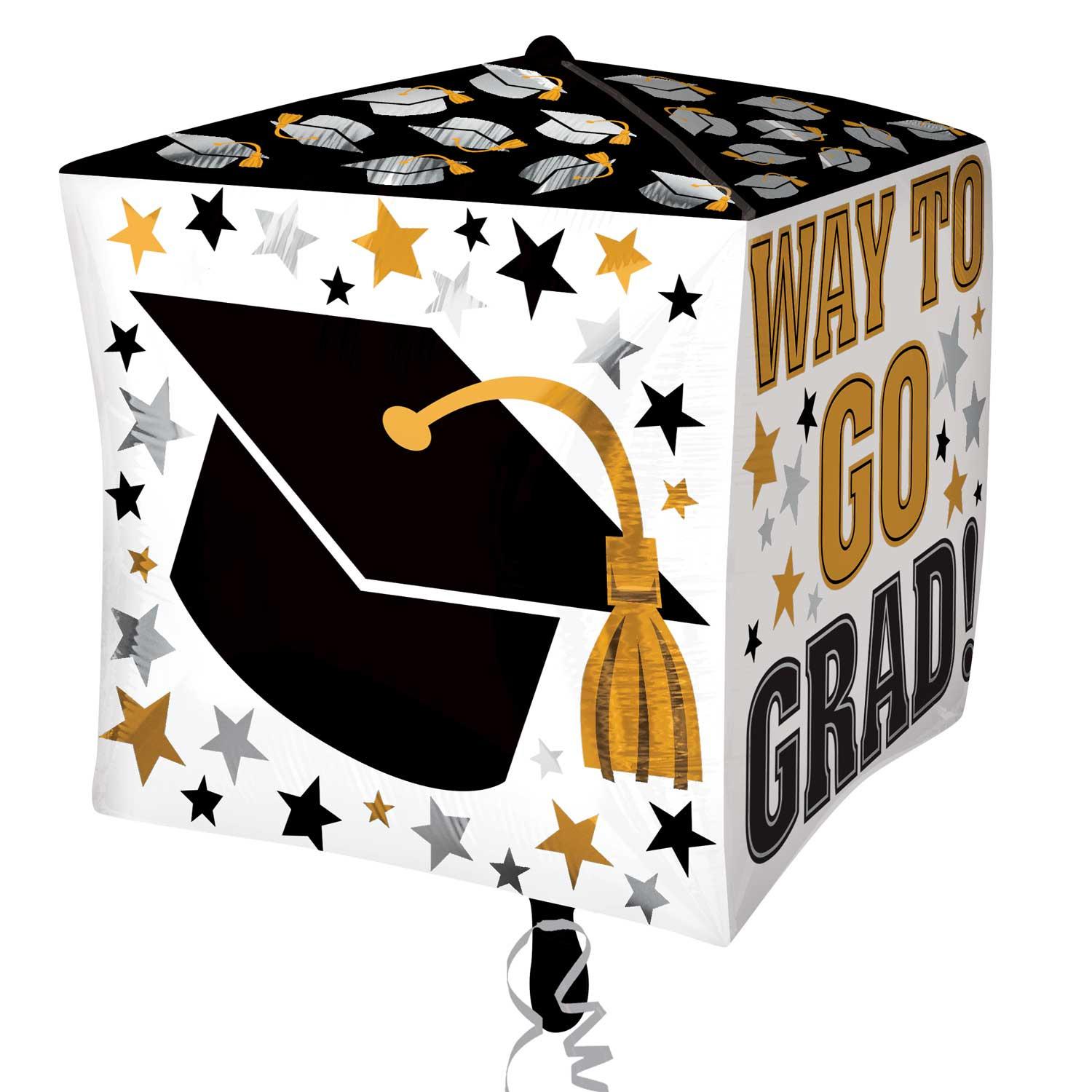 Way to Go Grad Gold & Black UltraShape Foil Balloon 15in Balloons & Streamers - Party Centre