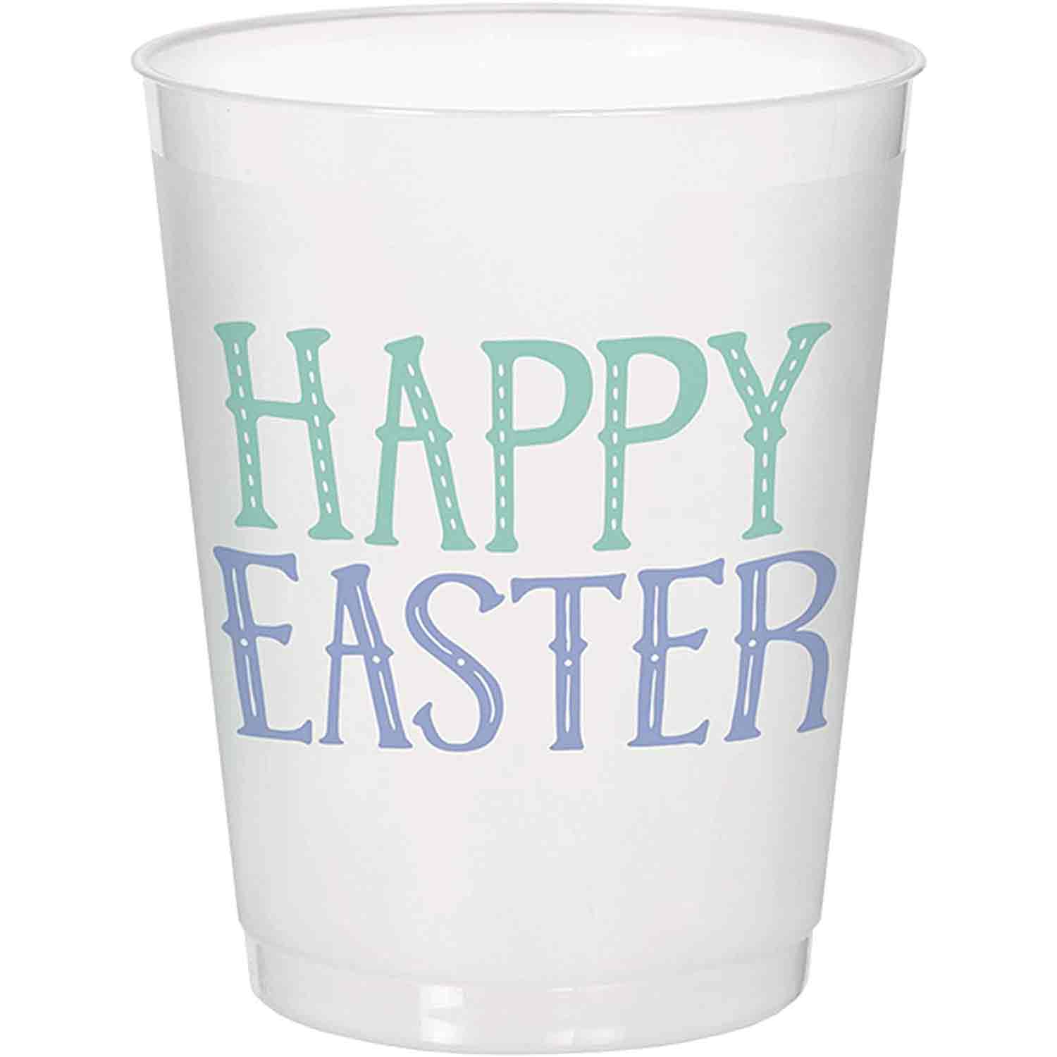 Pretty Pastel Easter White Frosted Plastic Cups 14oz, 8pcs