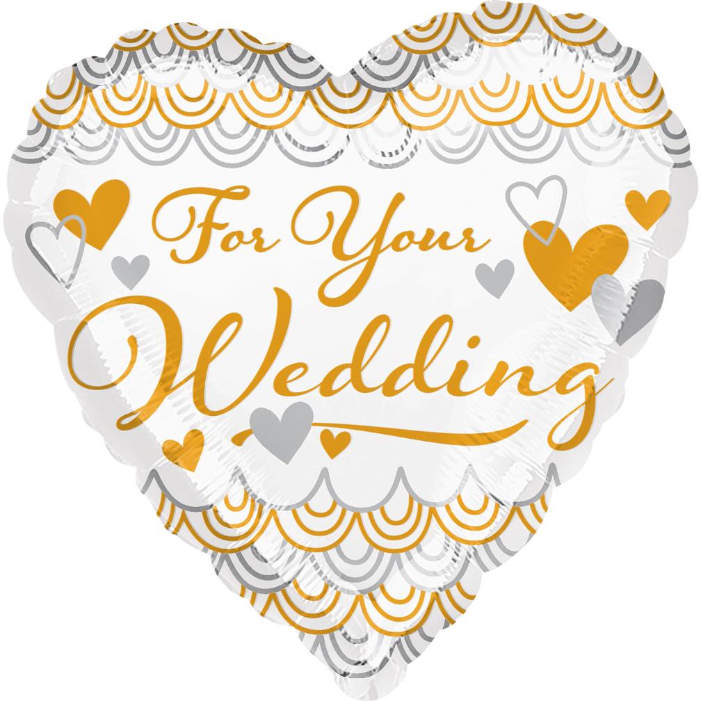 For Your Wedding Heart Foil Balloon 18inch Balloons & Streamers - Party Centre