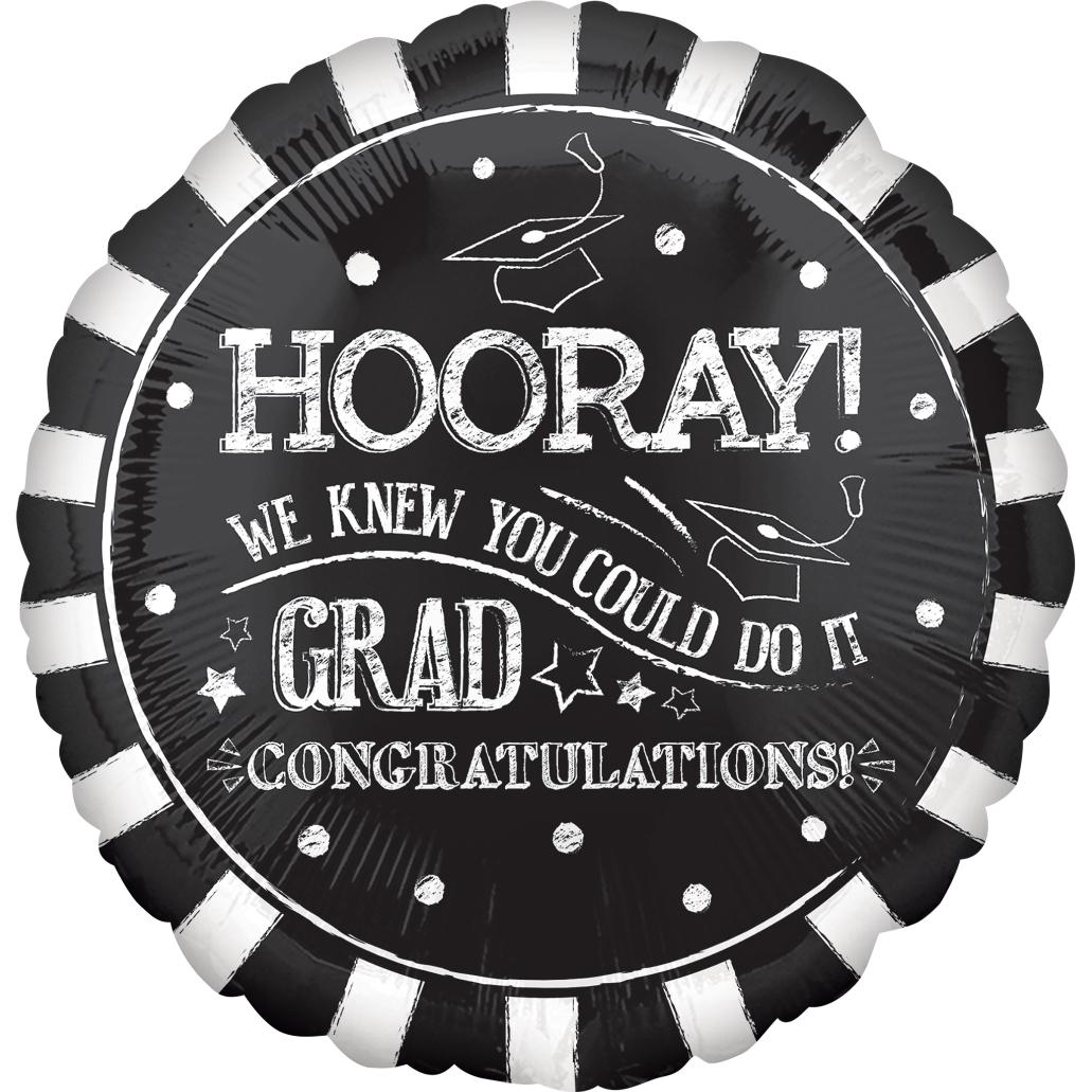 Hooray Graduation Foil Balloon 45cm Balloons & Streamers - Party Centre