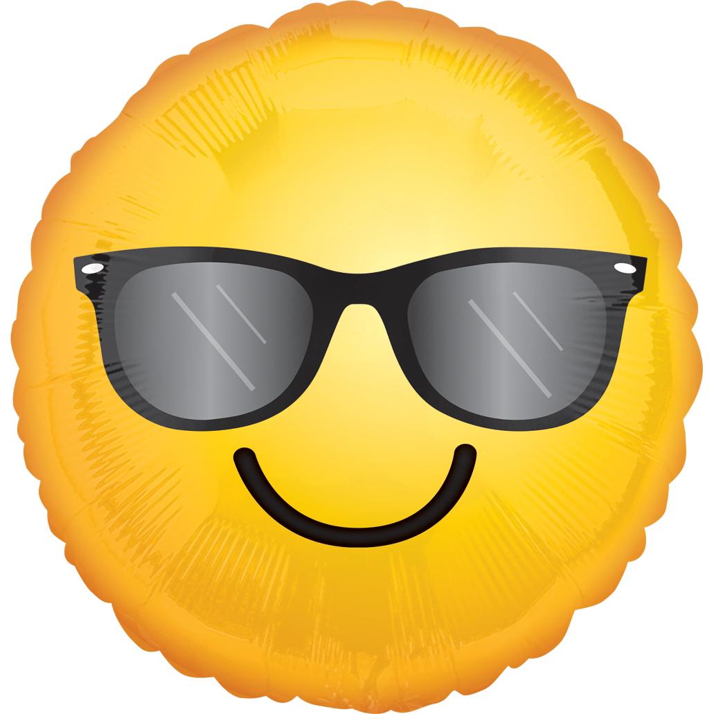 Smiling Sunglass Emoticon Foil Balloon 18in Balloons & Streamers - Party Centre
