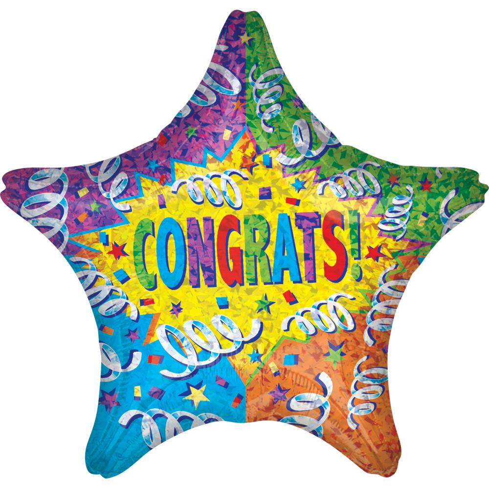Congrats Streamer Explosion Foil Balloon 45cm Balloons & Streamers - Party Centre