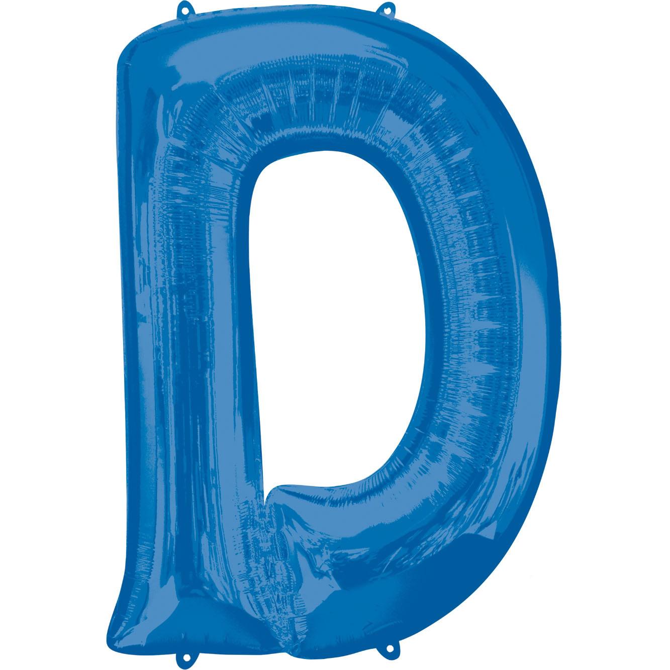 Letter D Blue SuperShape Foil Balloon 53x81cm Balloons & Streamers - Party Centre